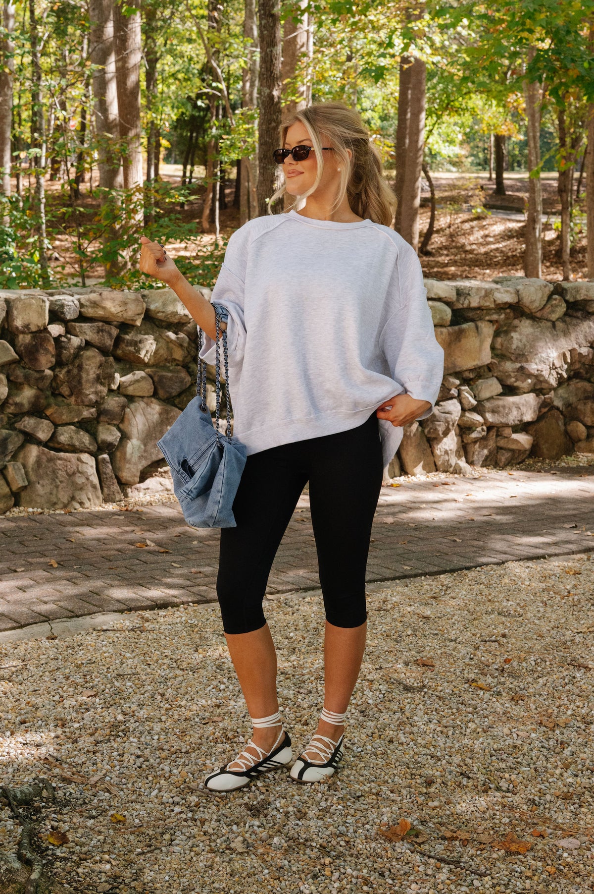 Raglan Sleeve Oversized Sweatshirt-Grey