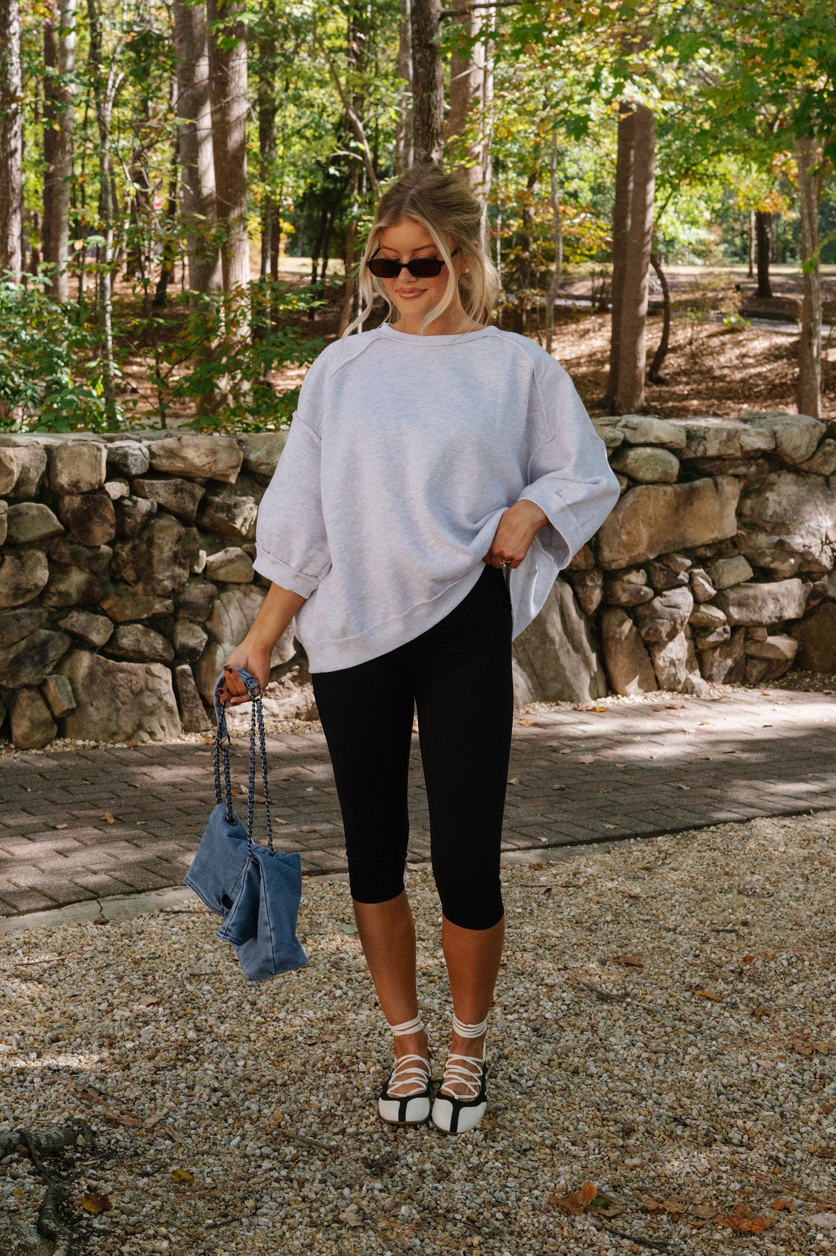 Raglan Sleeve Oversized Sweatshirt-Grey