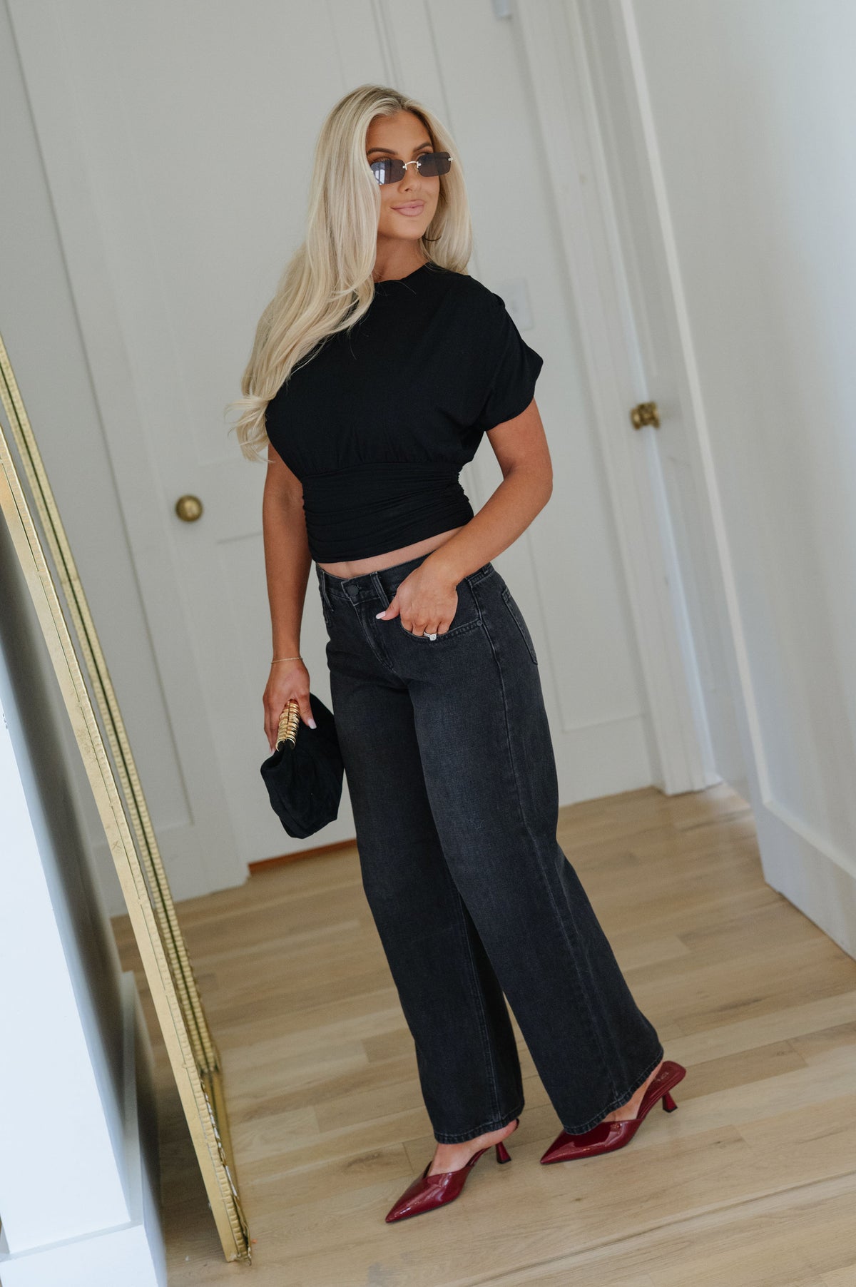 Jessie Cinched Top-Black