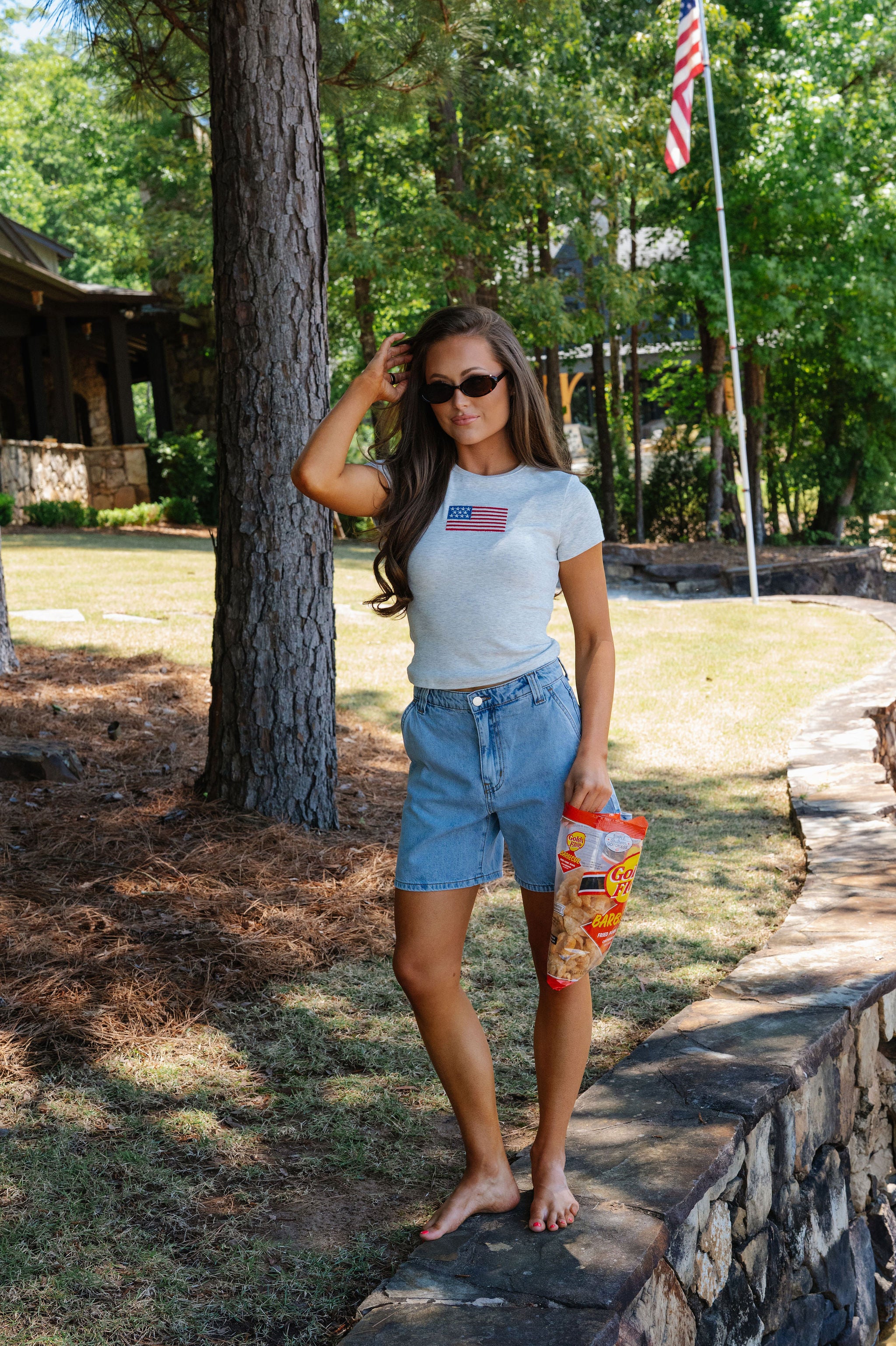 American Flag Short Sleeve T-Shirt-Melange