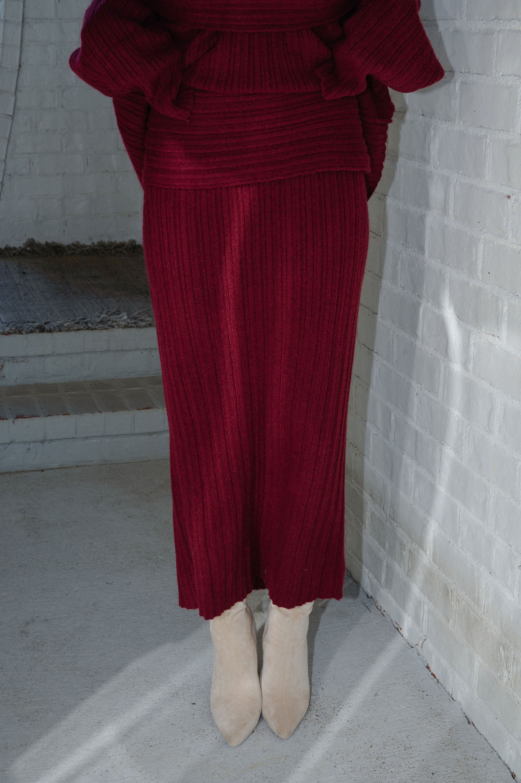Theo Sweater Skirt Set-Ruby