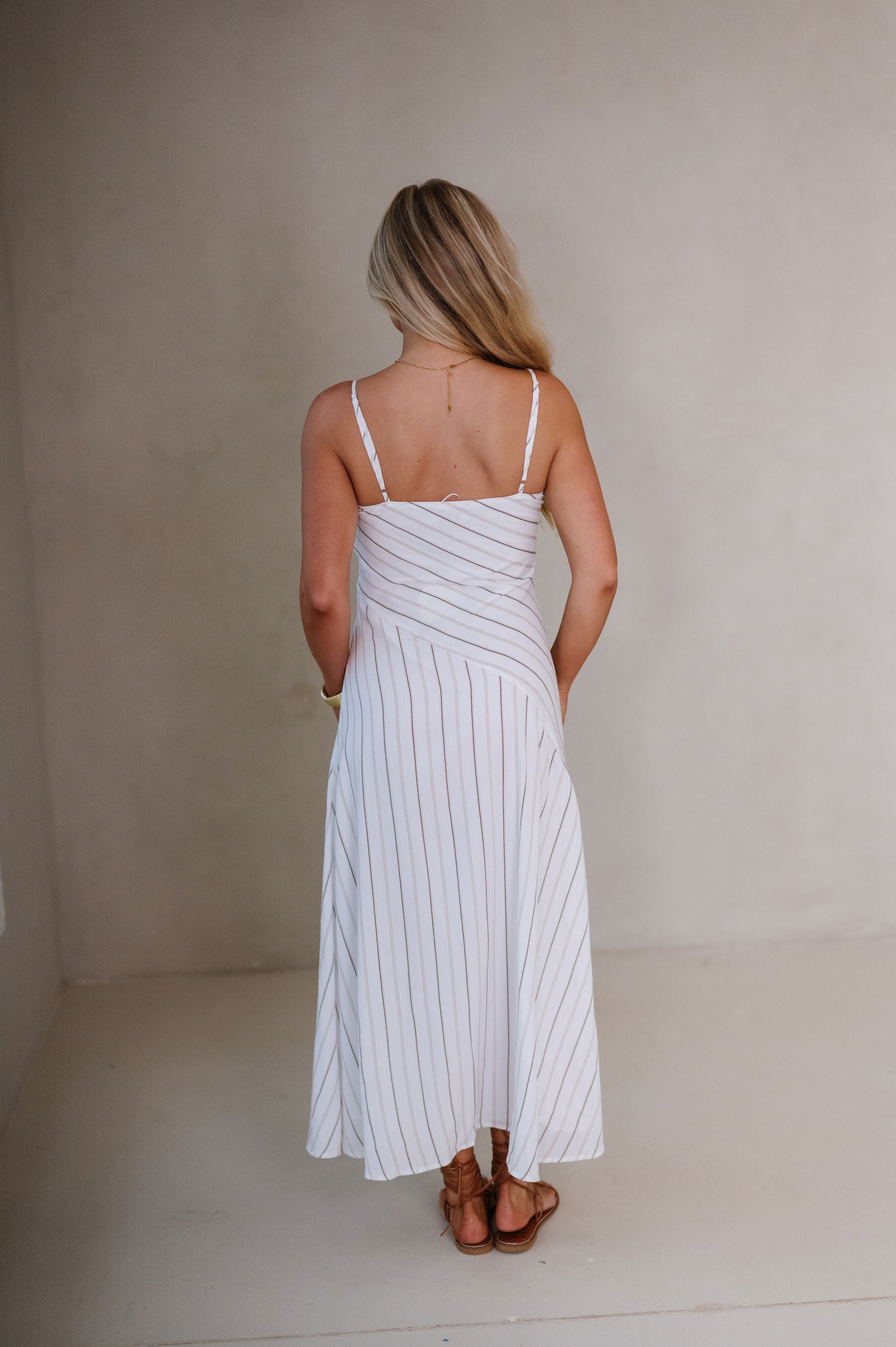 Lily Striped Maxi Dress-Off White