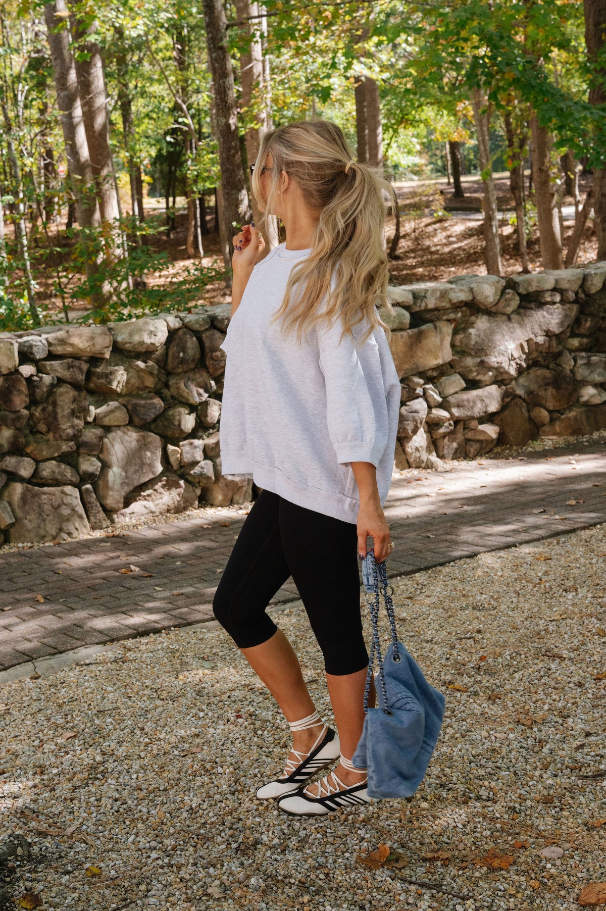 Raglan Sleeve Oversized Sweatshirt-Grey