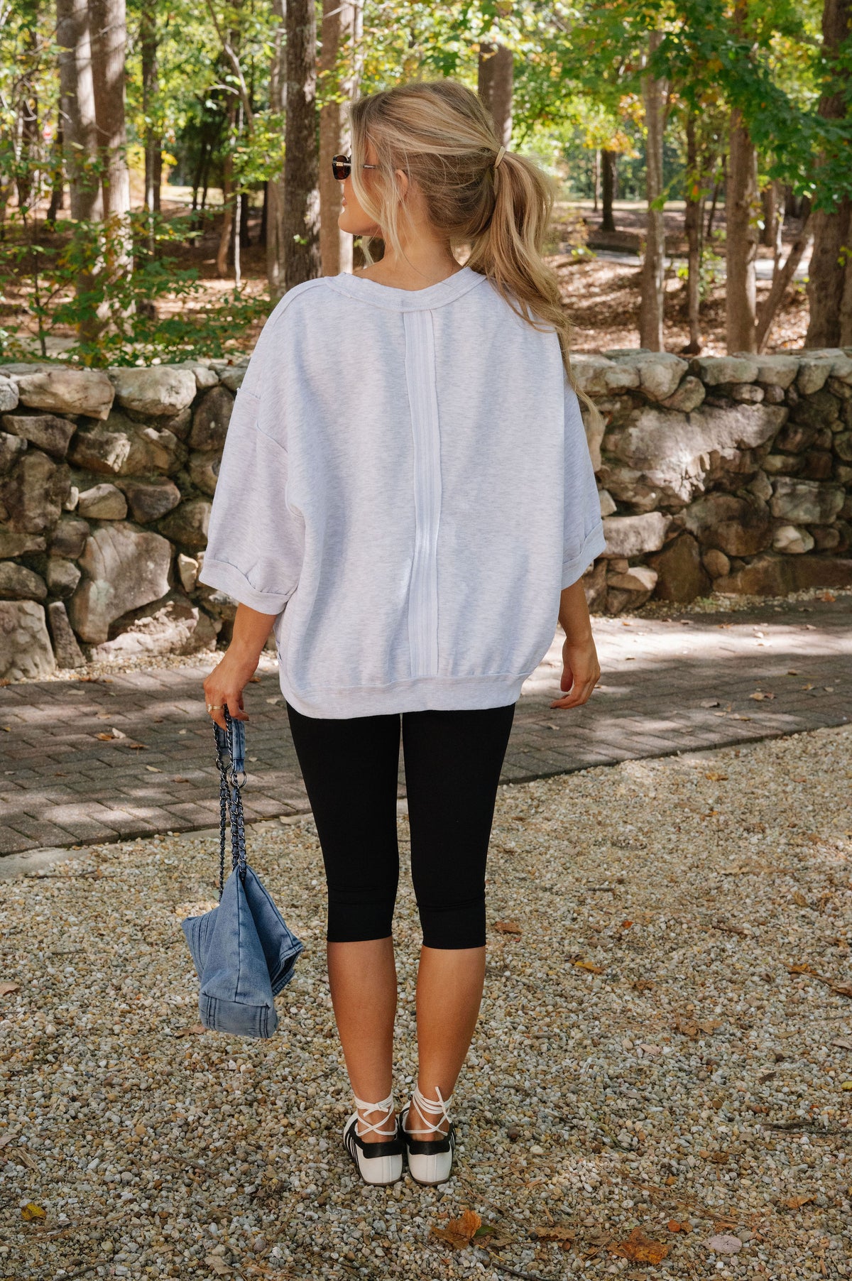 Raglan Sleeve Oversized Sweatshirt-Grey