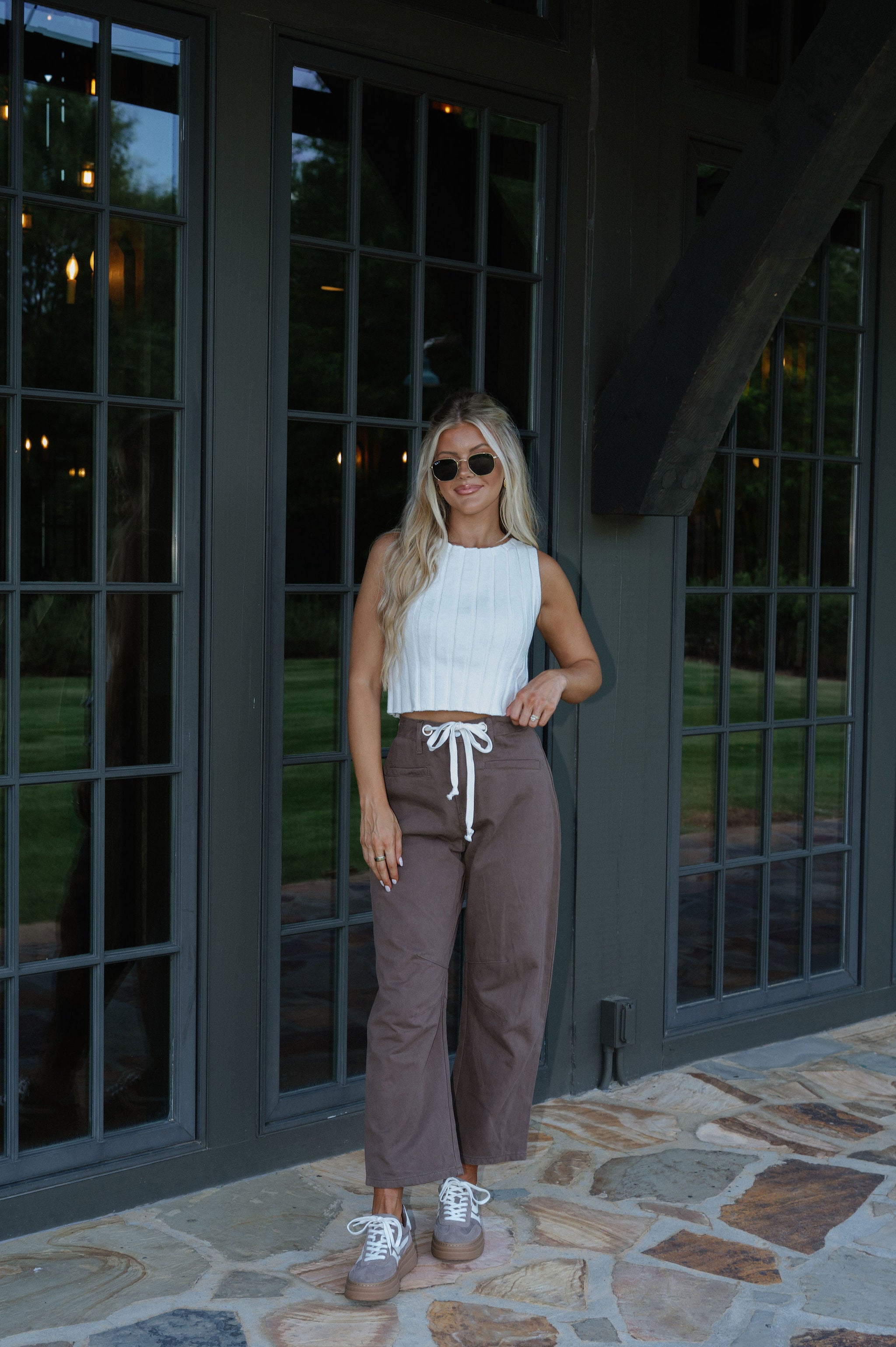 Leslie Barrel Pants-Chocolate