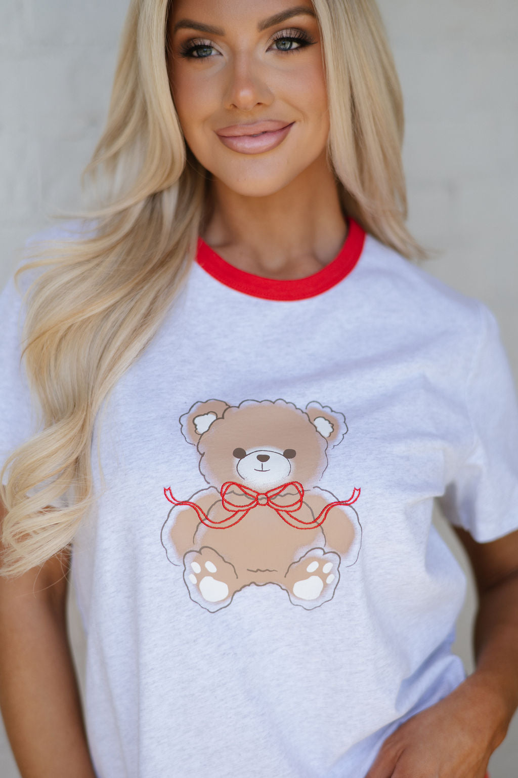 Teddy Bear Baby Tee-Heather Grey