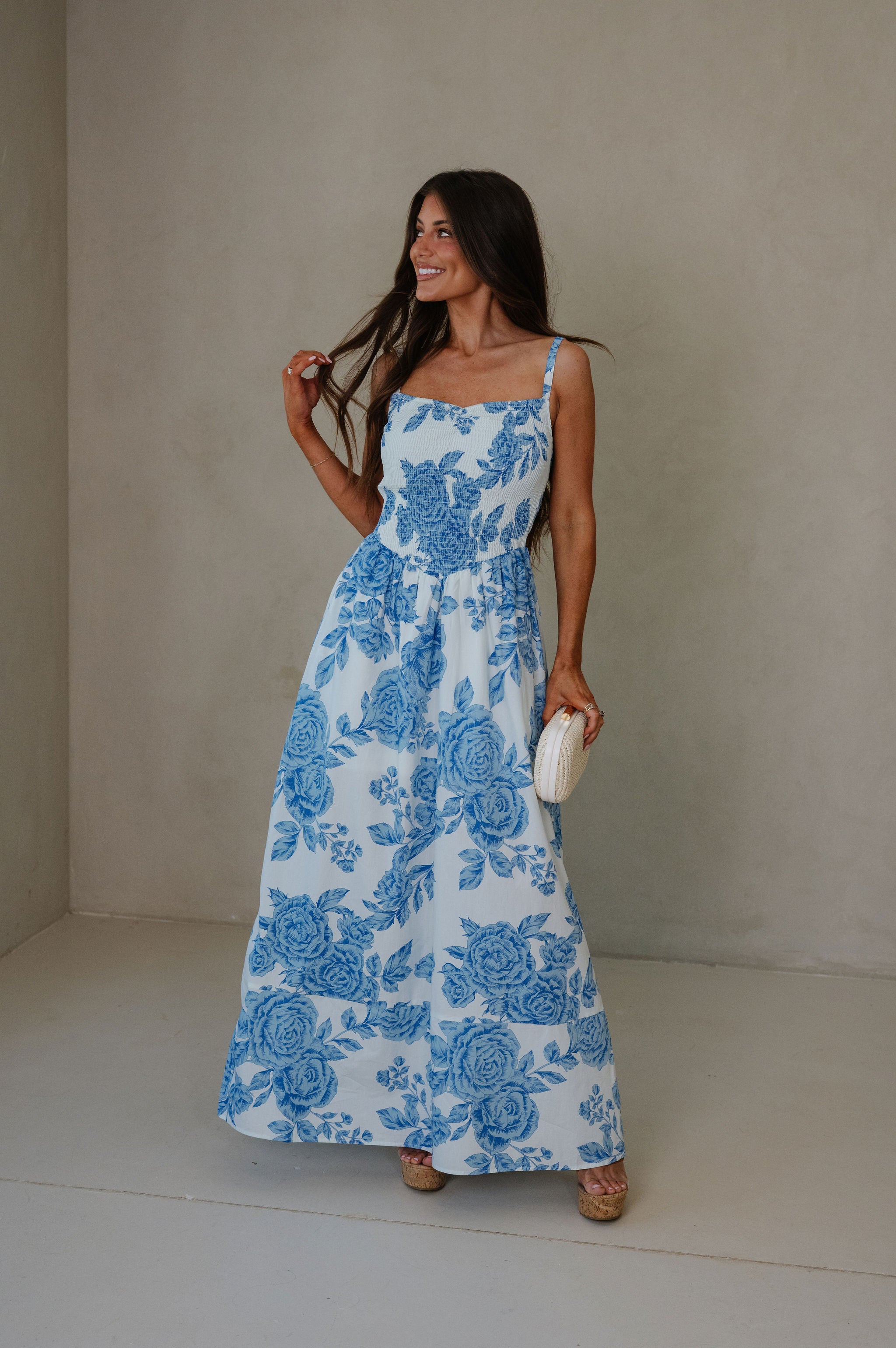 Laura Floral Maxi Dress-Blue