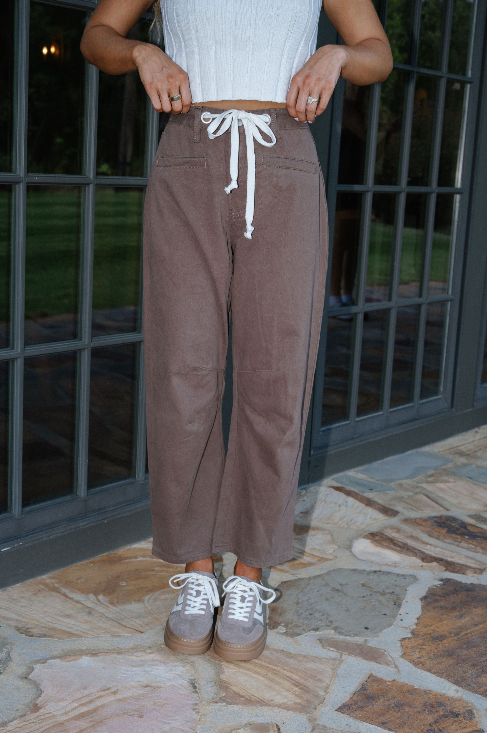 Leslie Barrel Pants-Chocolate