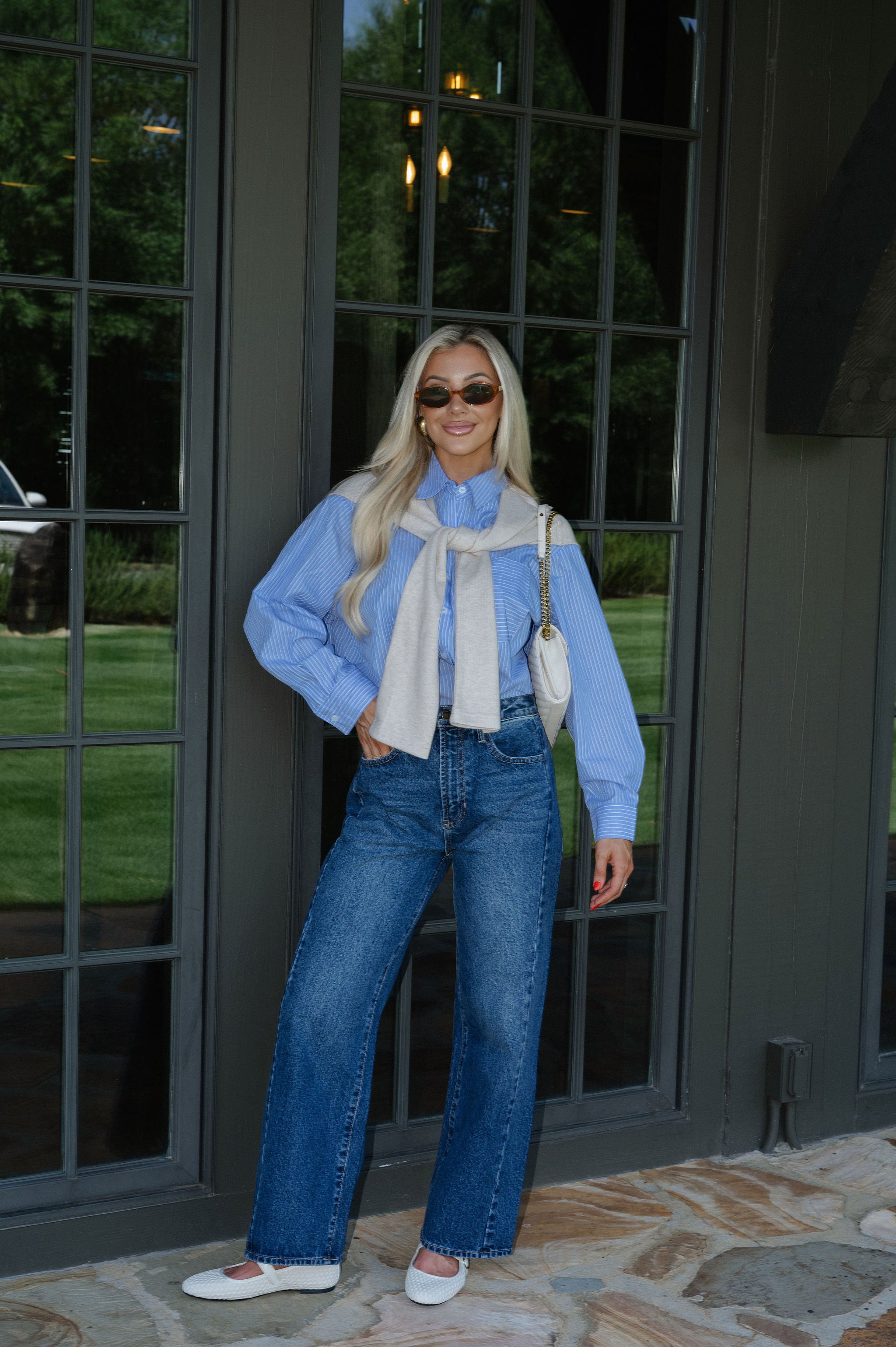 Kourtney Layered Top-Chambray