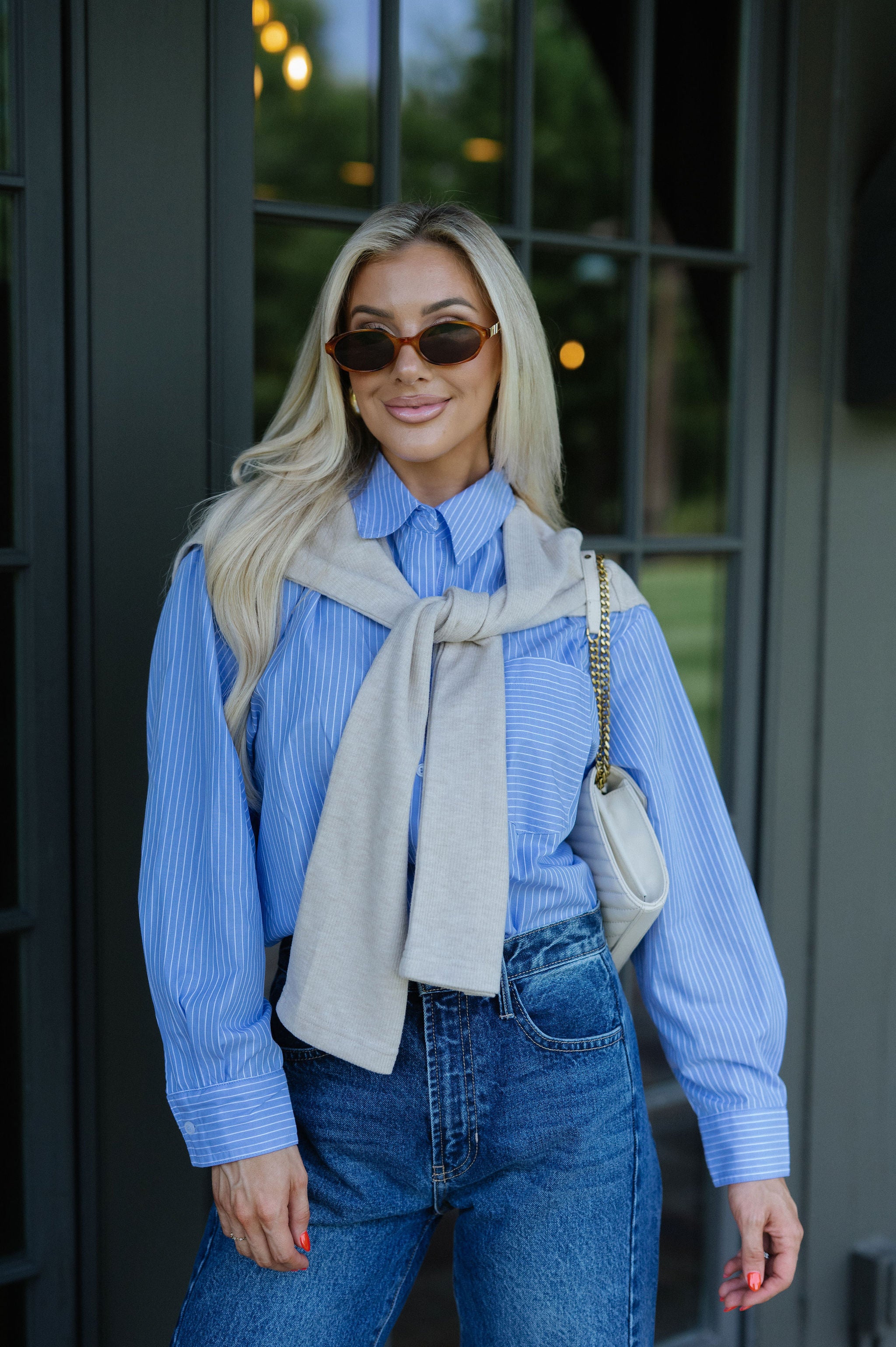 Kourtney Layered Top-Chambray