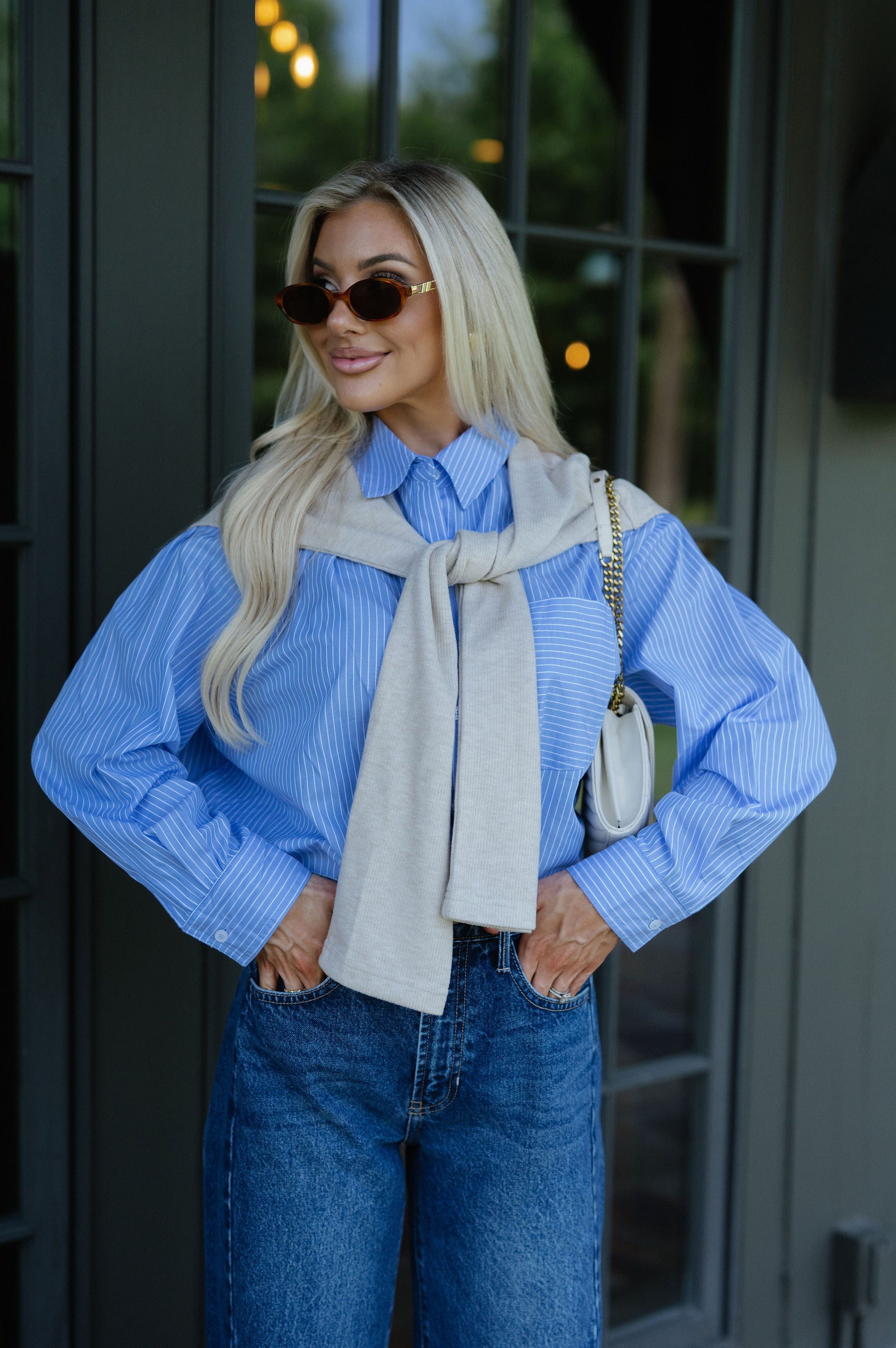 Kourtney Layered Top-Chambray