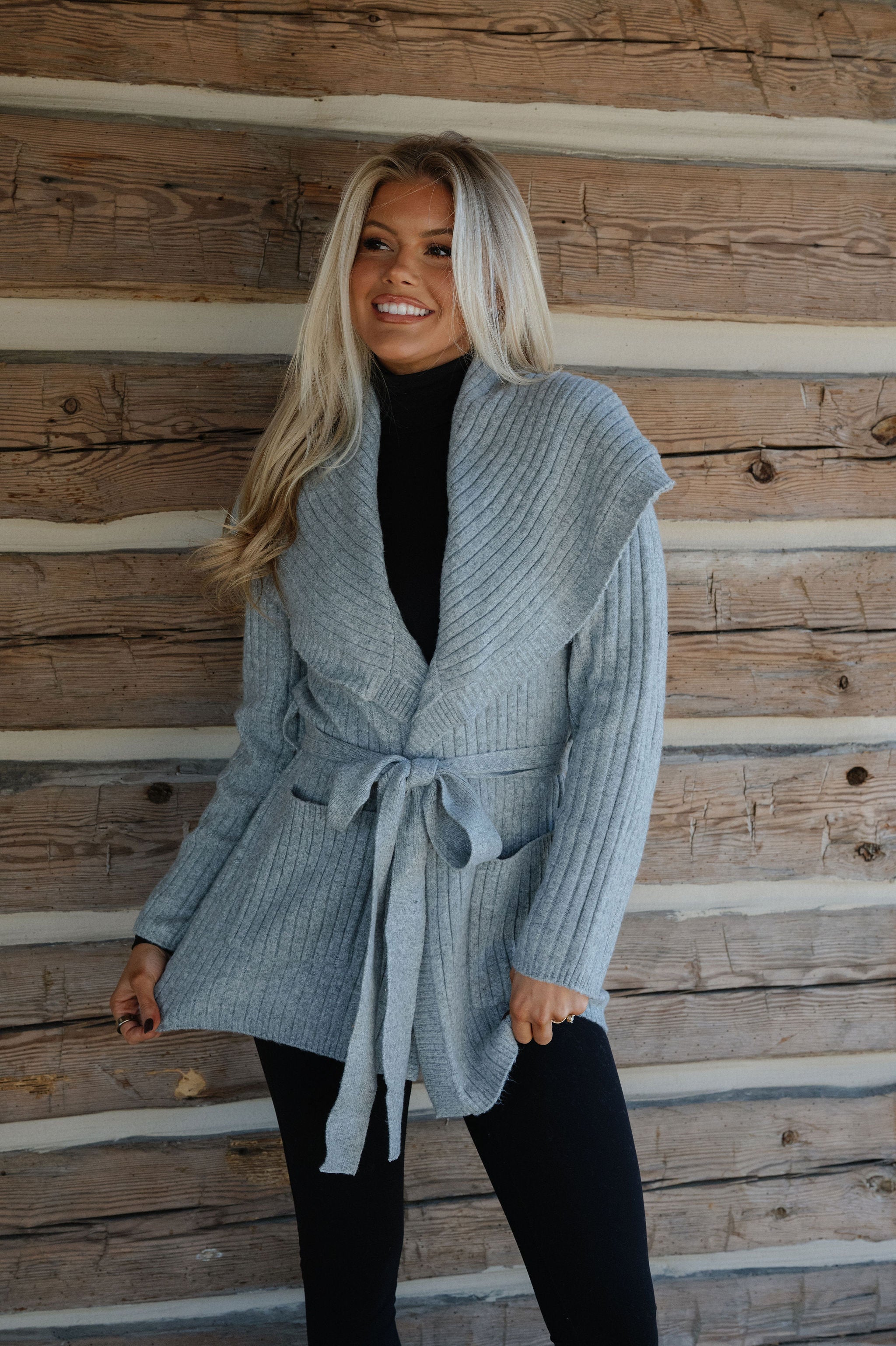 Dottie Wrap Sweater-Heather Grey