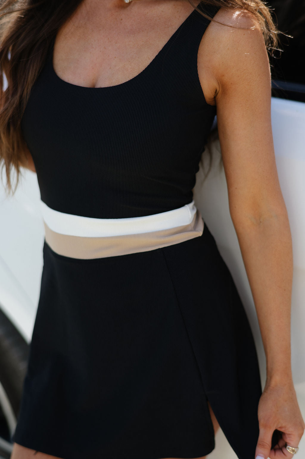 Remi Tennis Dress-Sandshell Colorblock