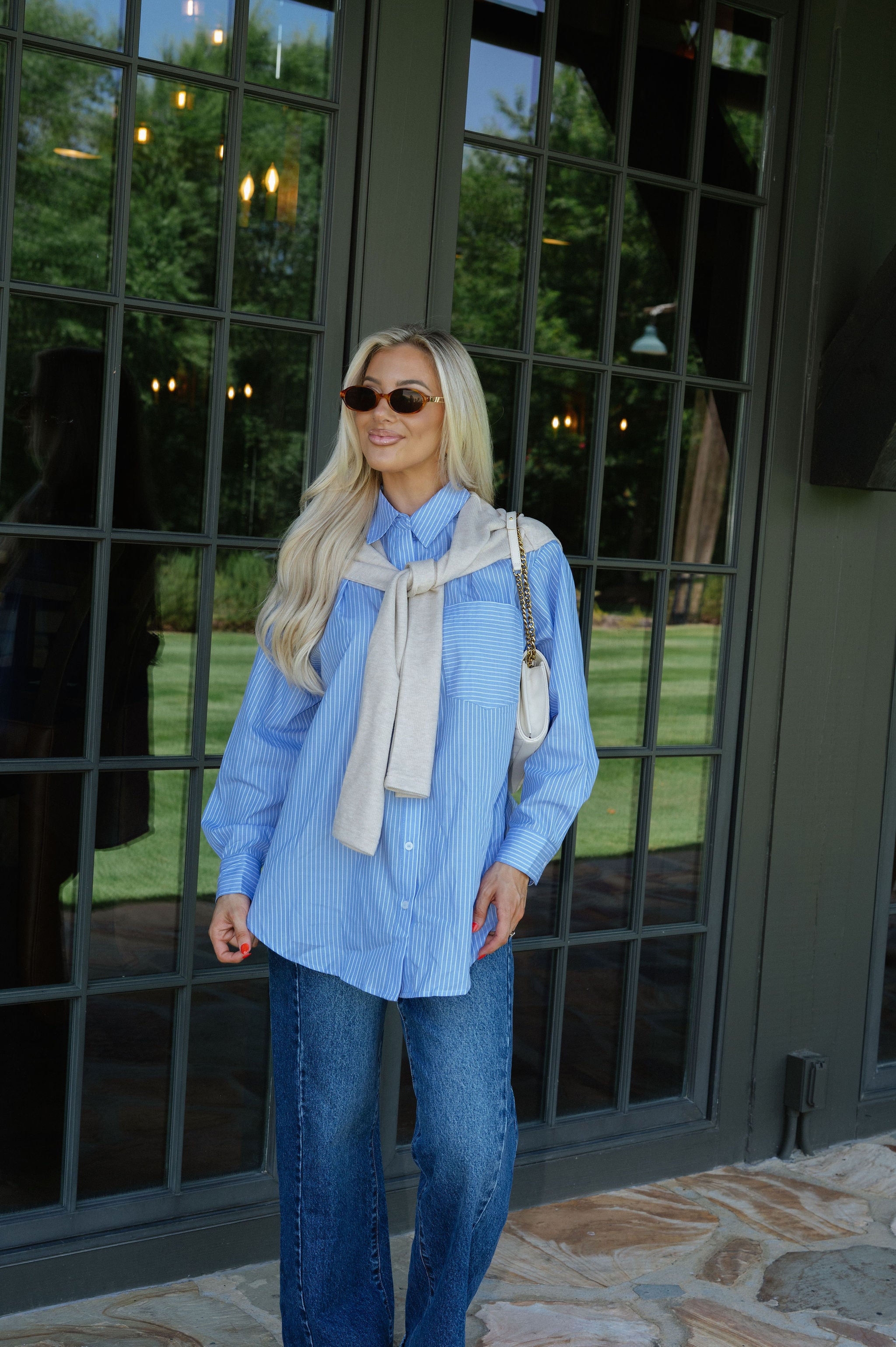 Kourtney Layered Top-Chambray
