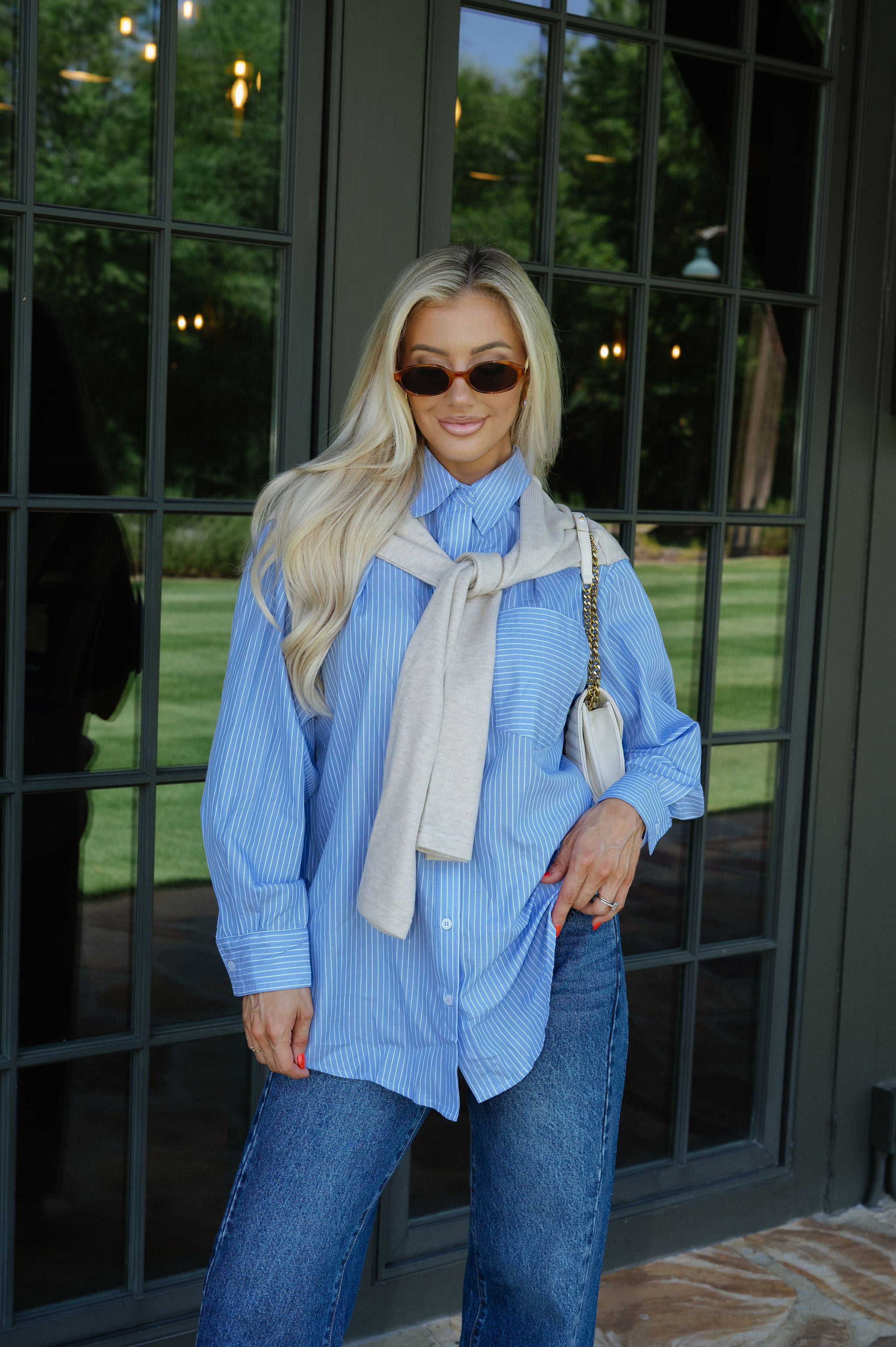 Kourtney Layered Top-Chambray