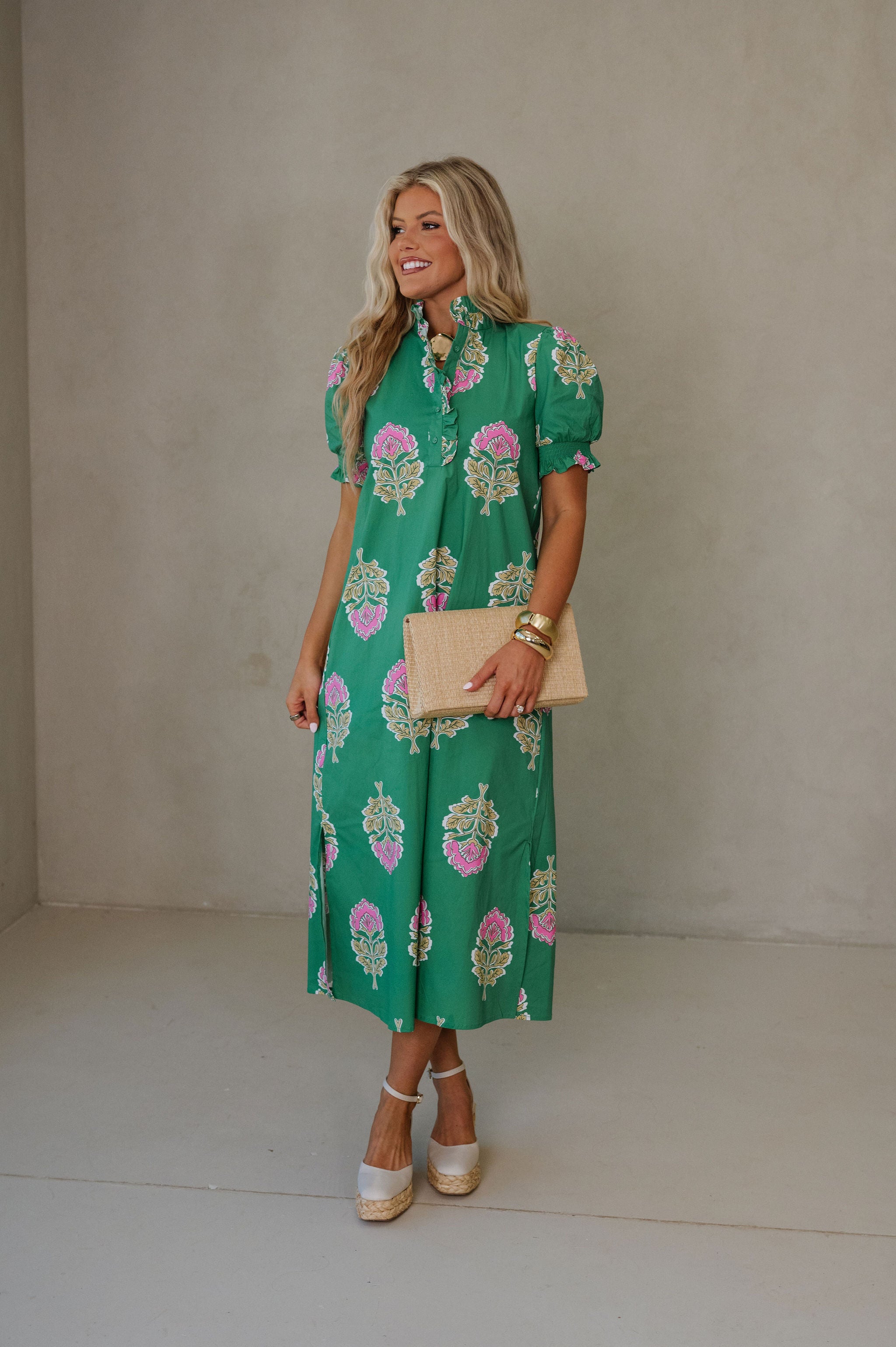 Eva Midi Dress-Green