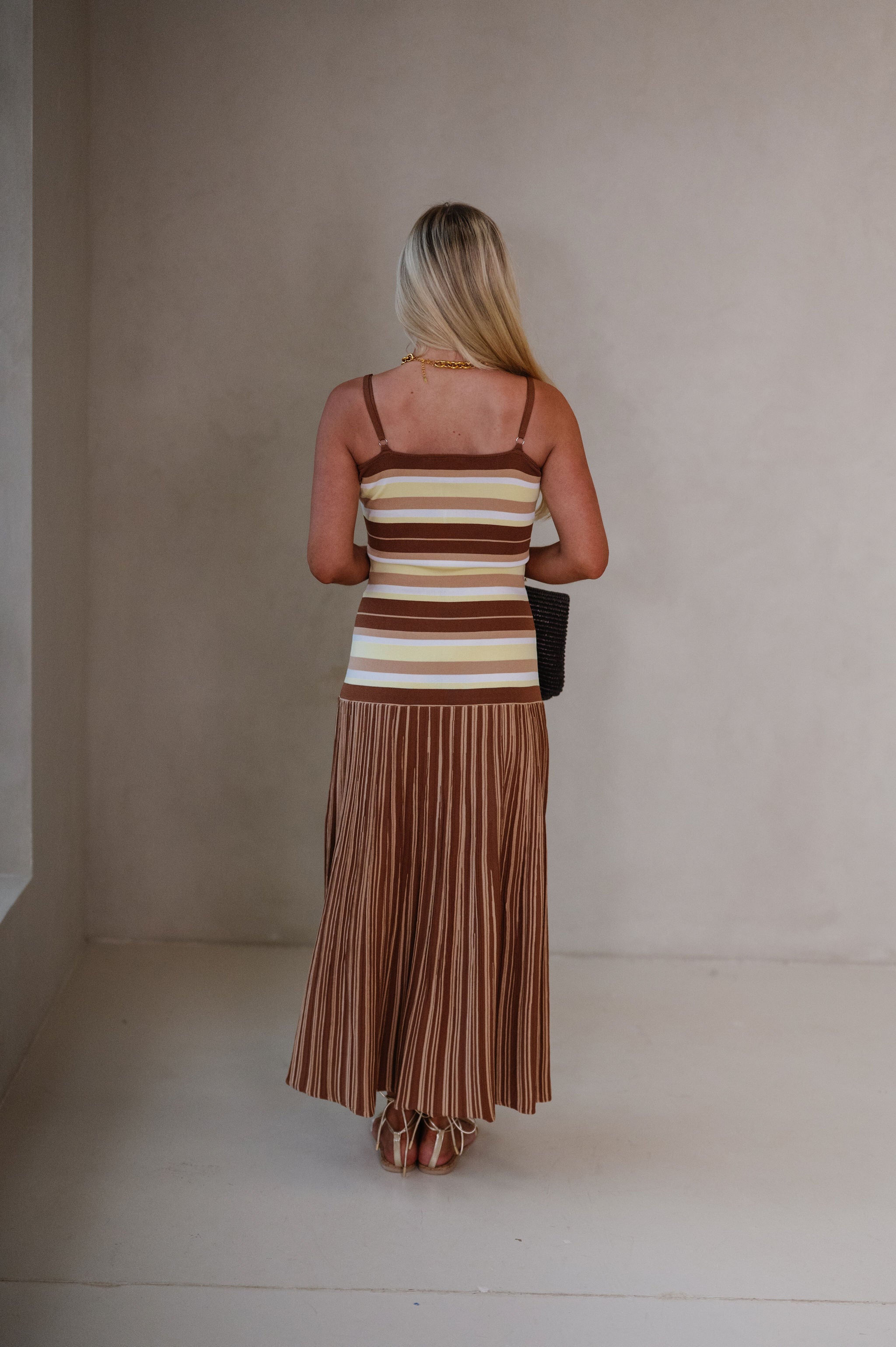 Riley Striped Knit Dress-Tan Multi