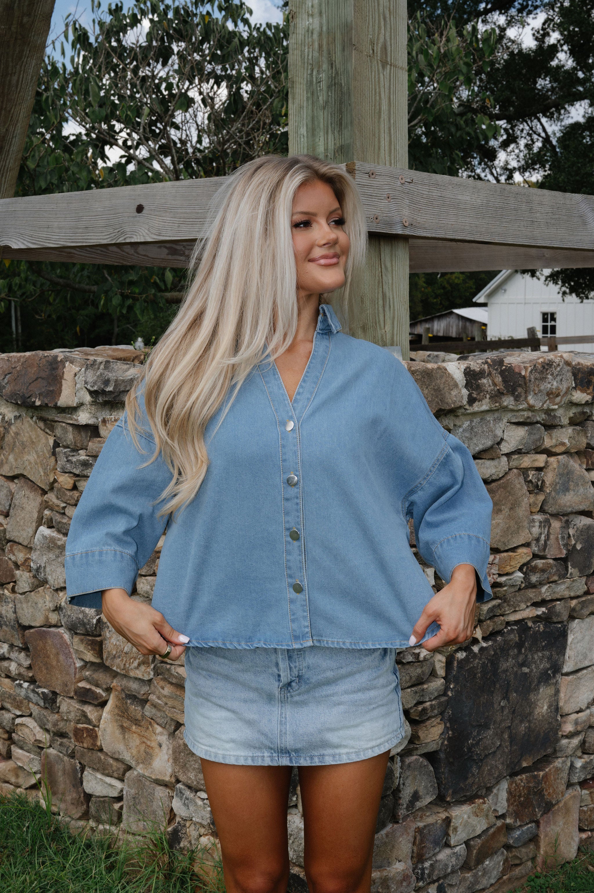 Juda Oversized Top-Denim