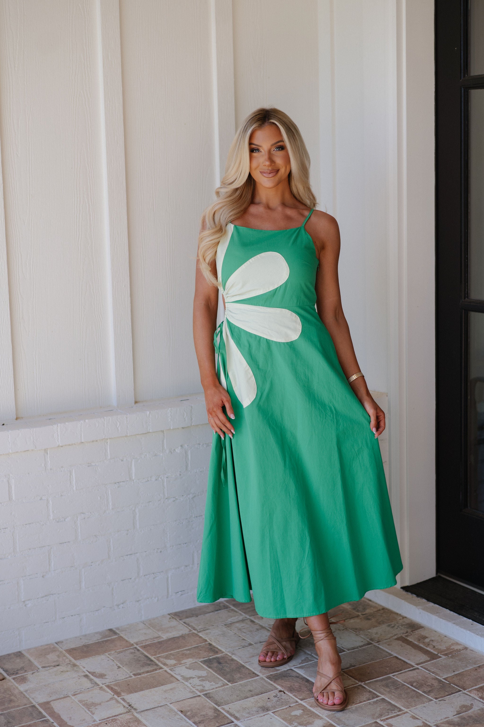 Keagan Midi Dress-Multi-Green