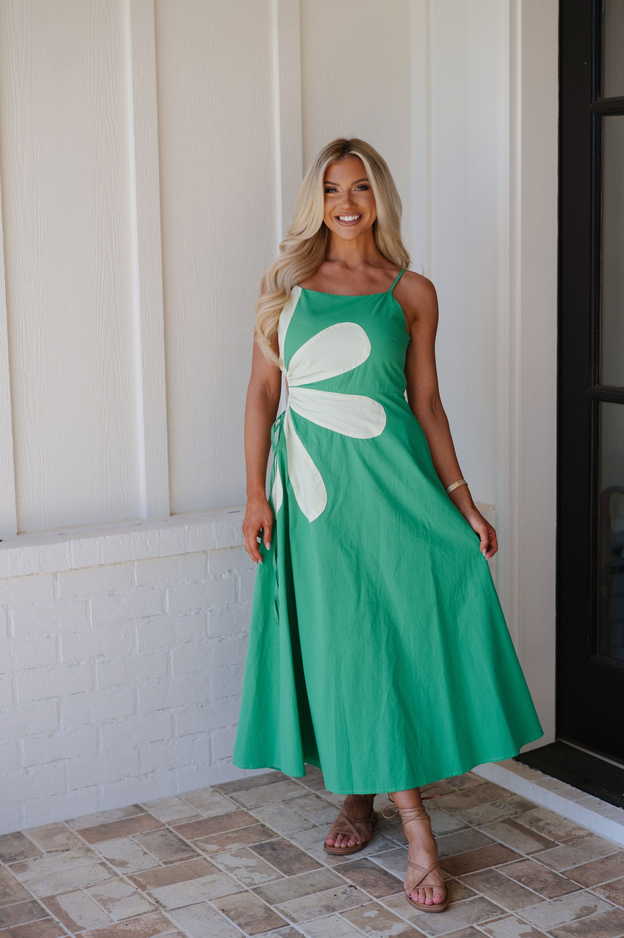 Keagan Midi Dress-Multi-Green