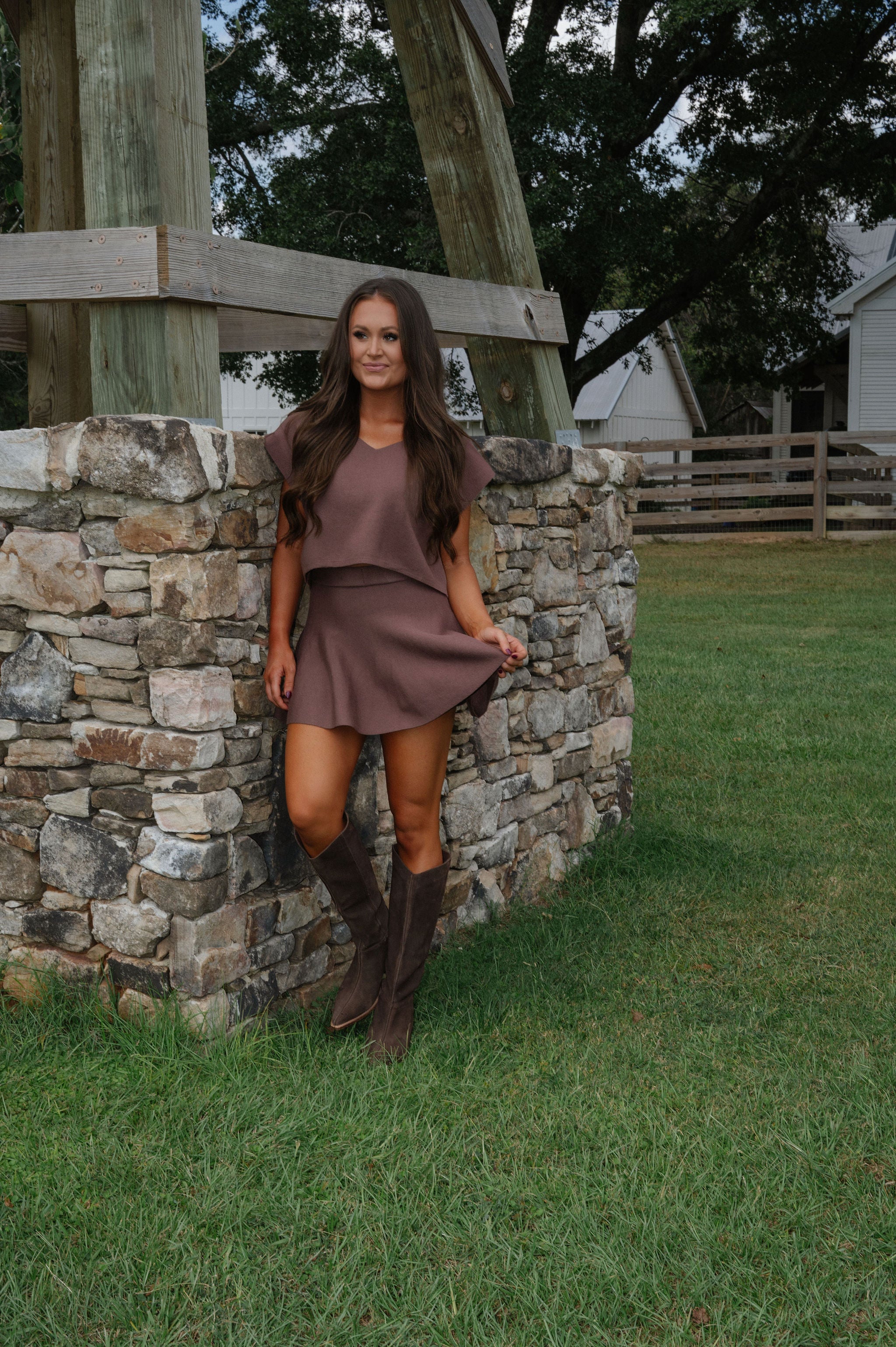 Joy Mini Skirt Set-Brown