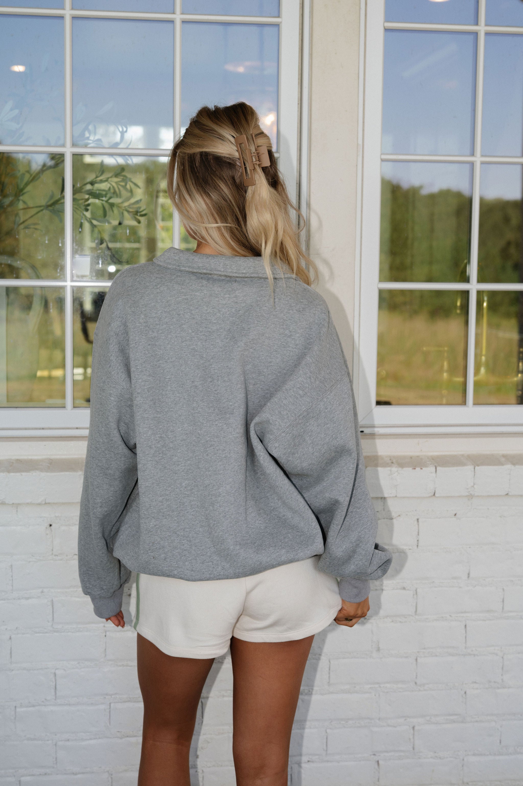 Julie Collared Pullover-Grey