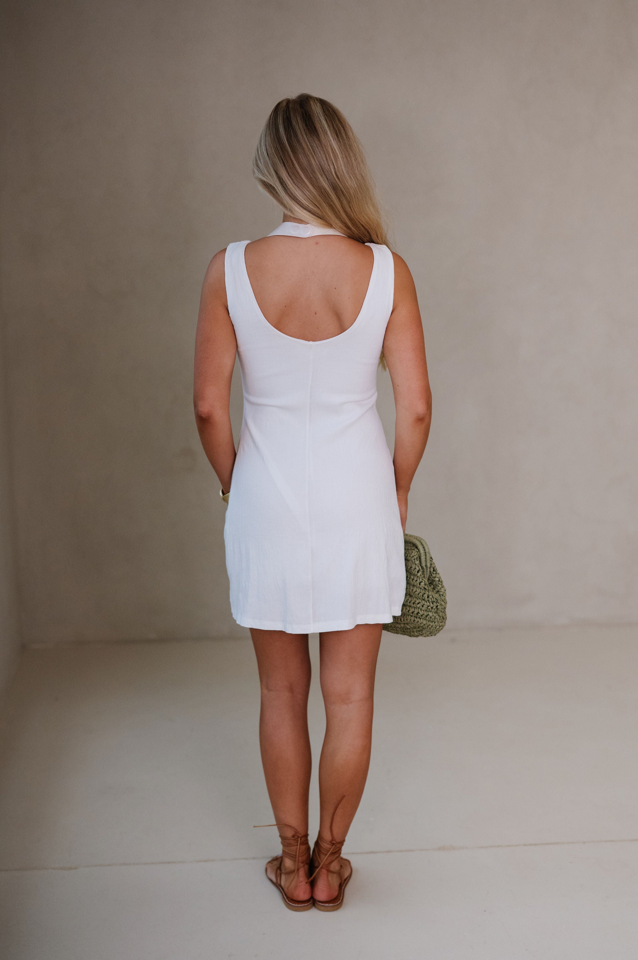 Parker Sleeveless Stretch Mini Dress-Off White