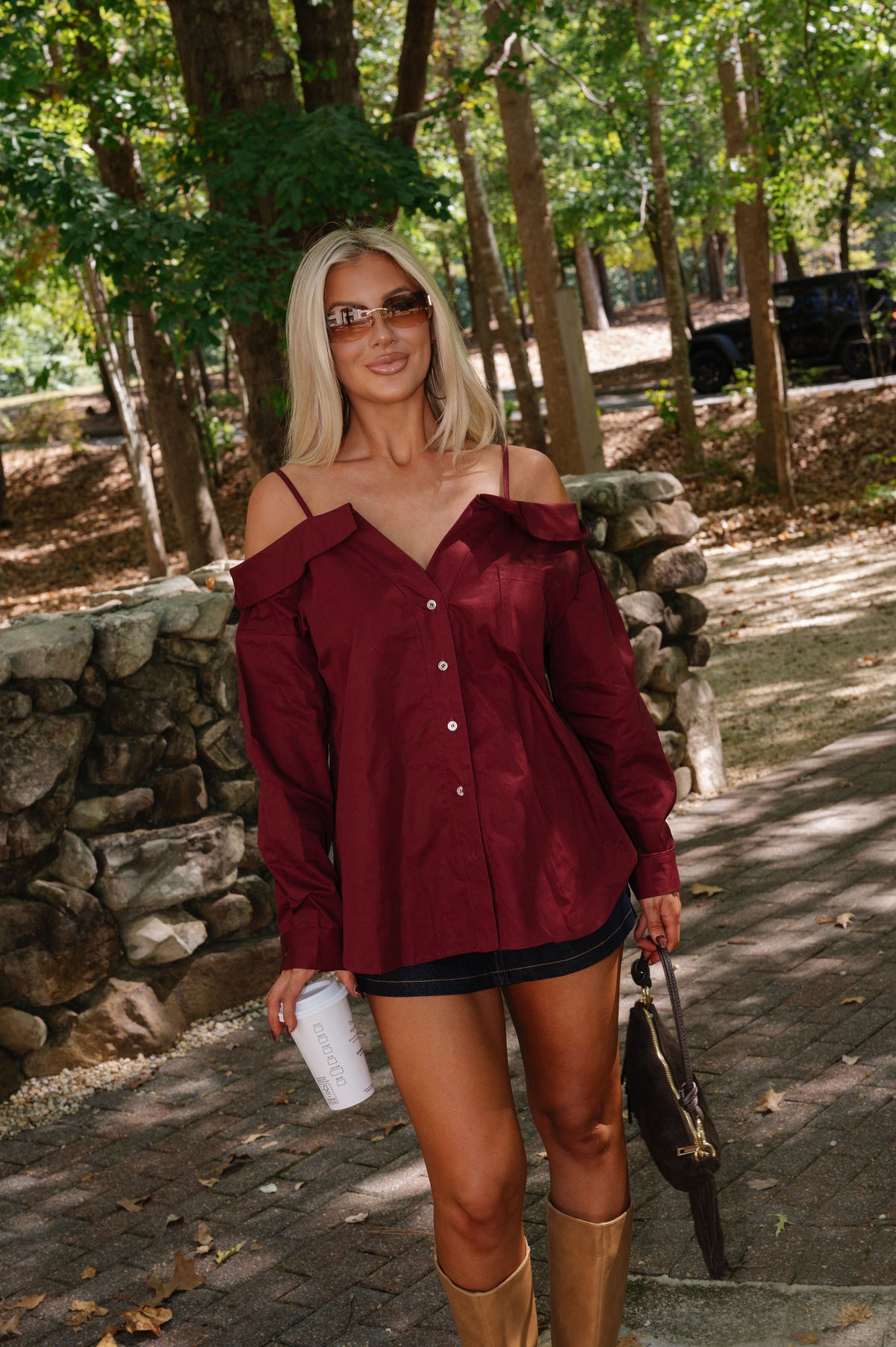 Myla Button Down Top-Wine