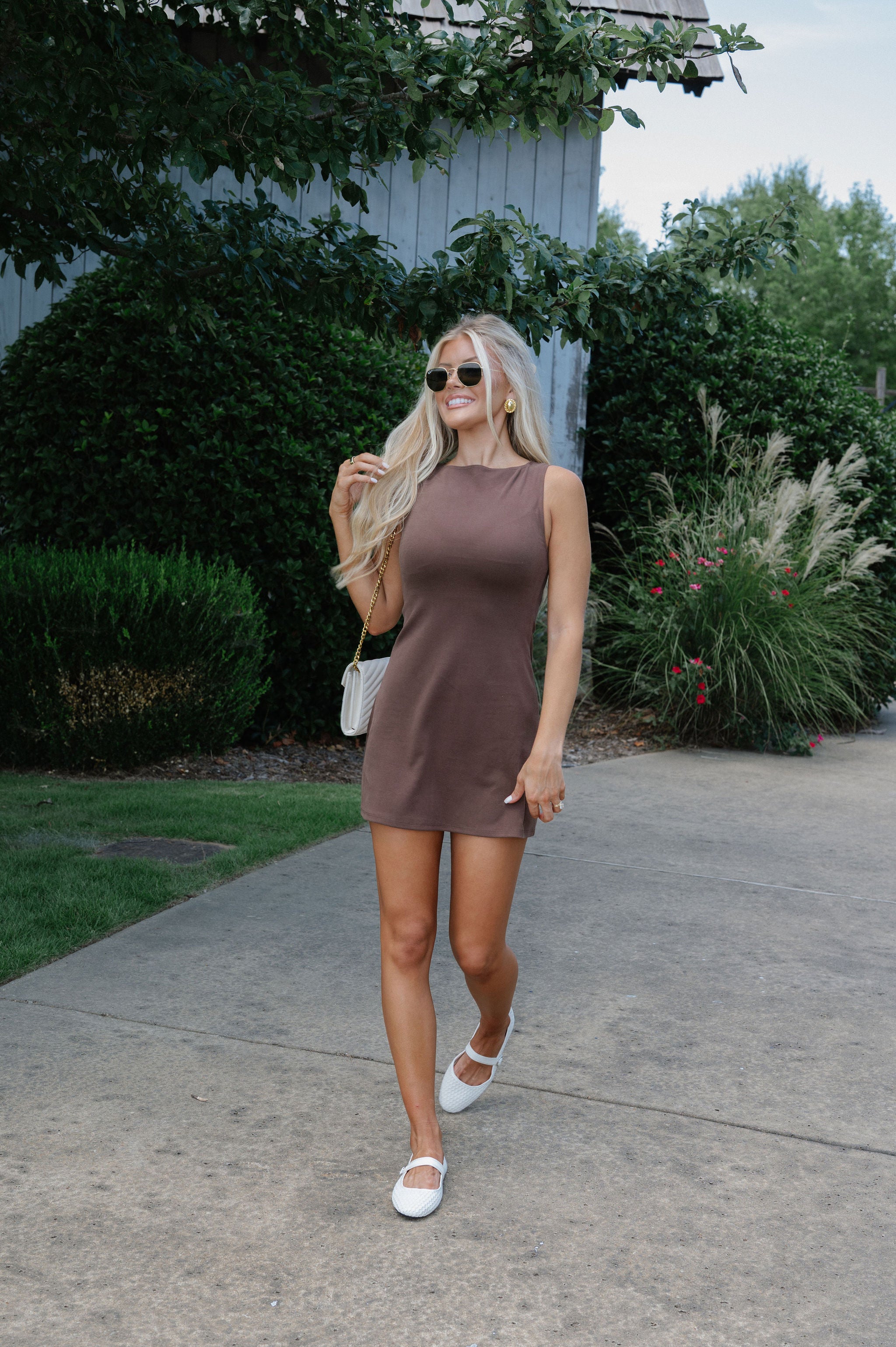 Helia Mini Dress-Brown