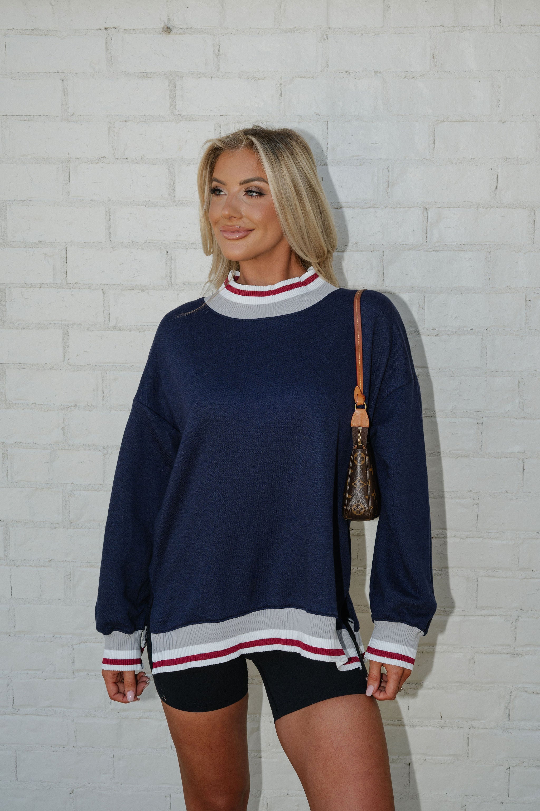 Dutton Mock Neck Sweatshirt-Navy