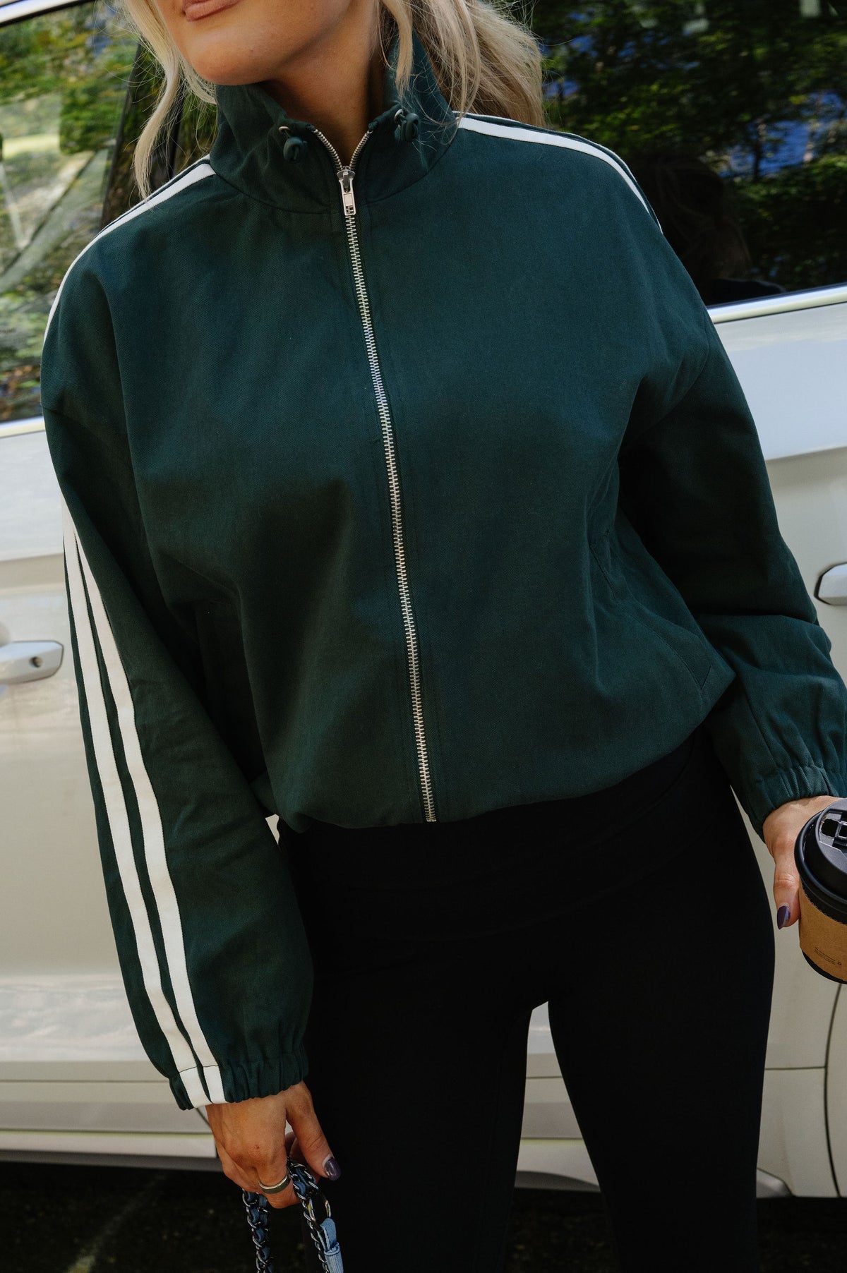 Marina Track Jacket-Green/White