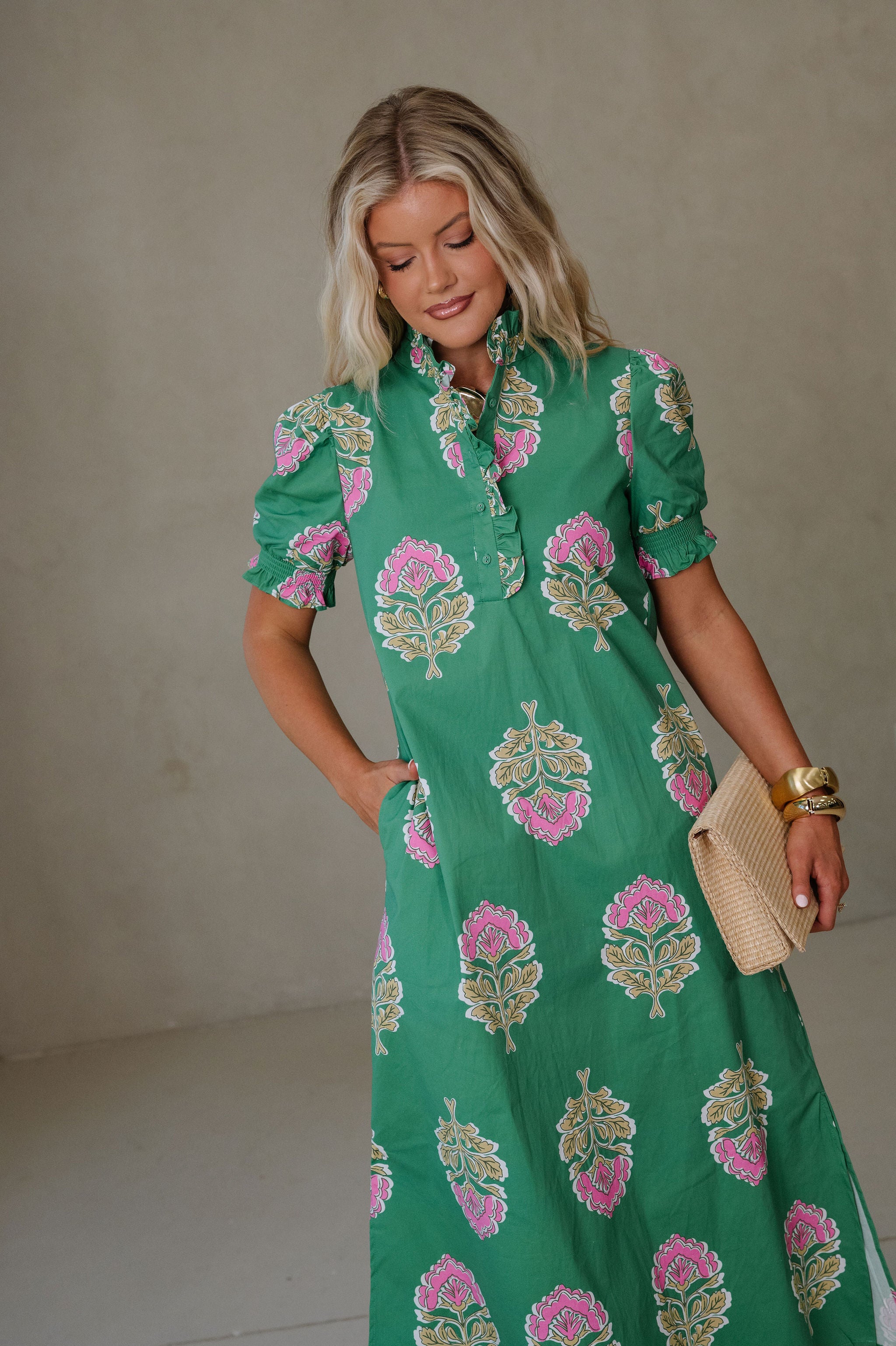 Eva Midi Dress-Green