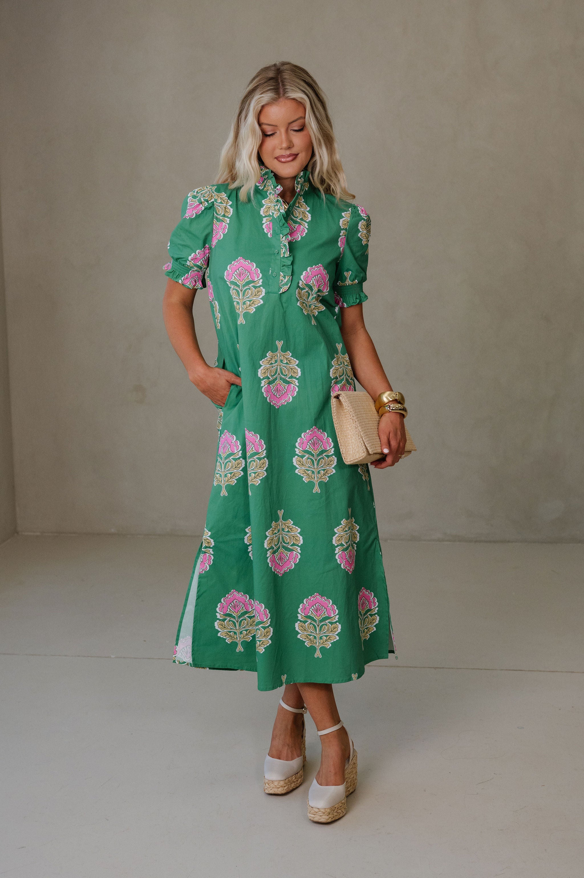 Eva Midi Dress-Green
