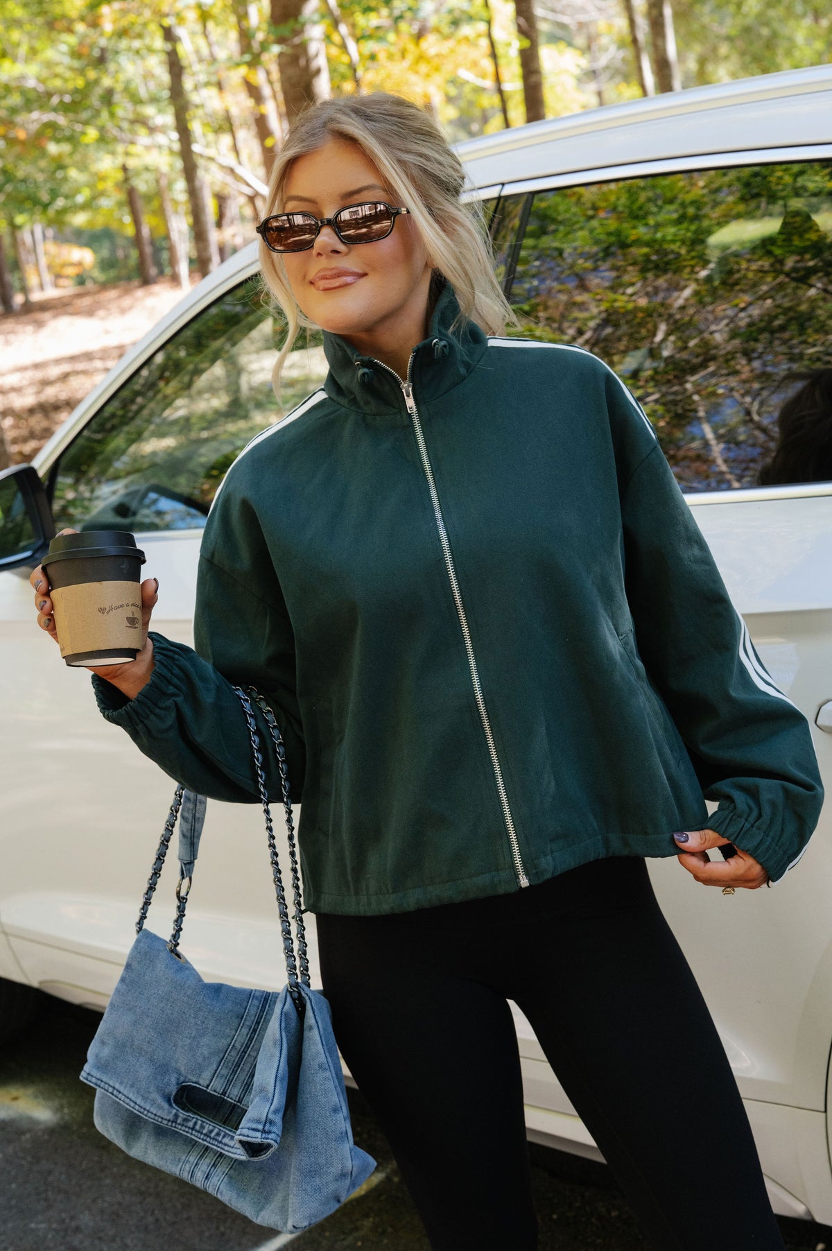 Marina Track Jacket-Green/White