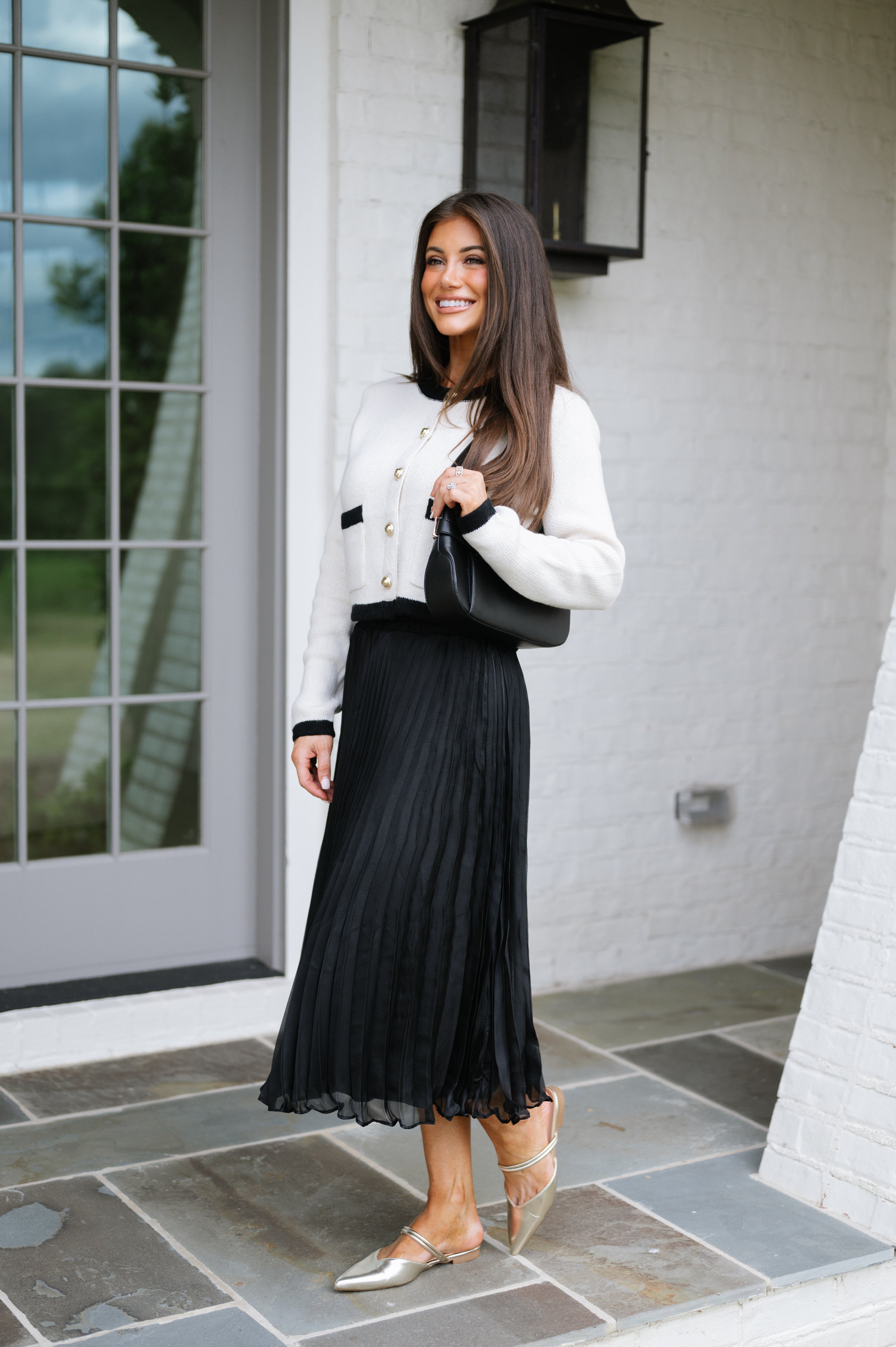 Kendall Pleated Midi Skirt- Black