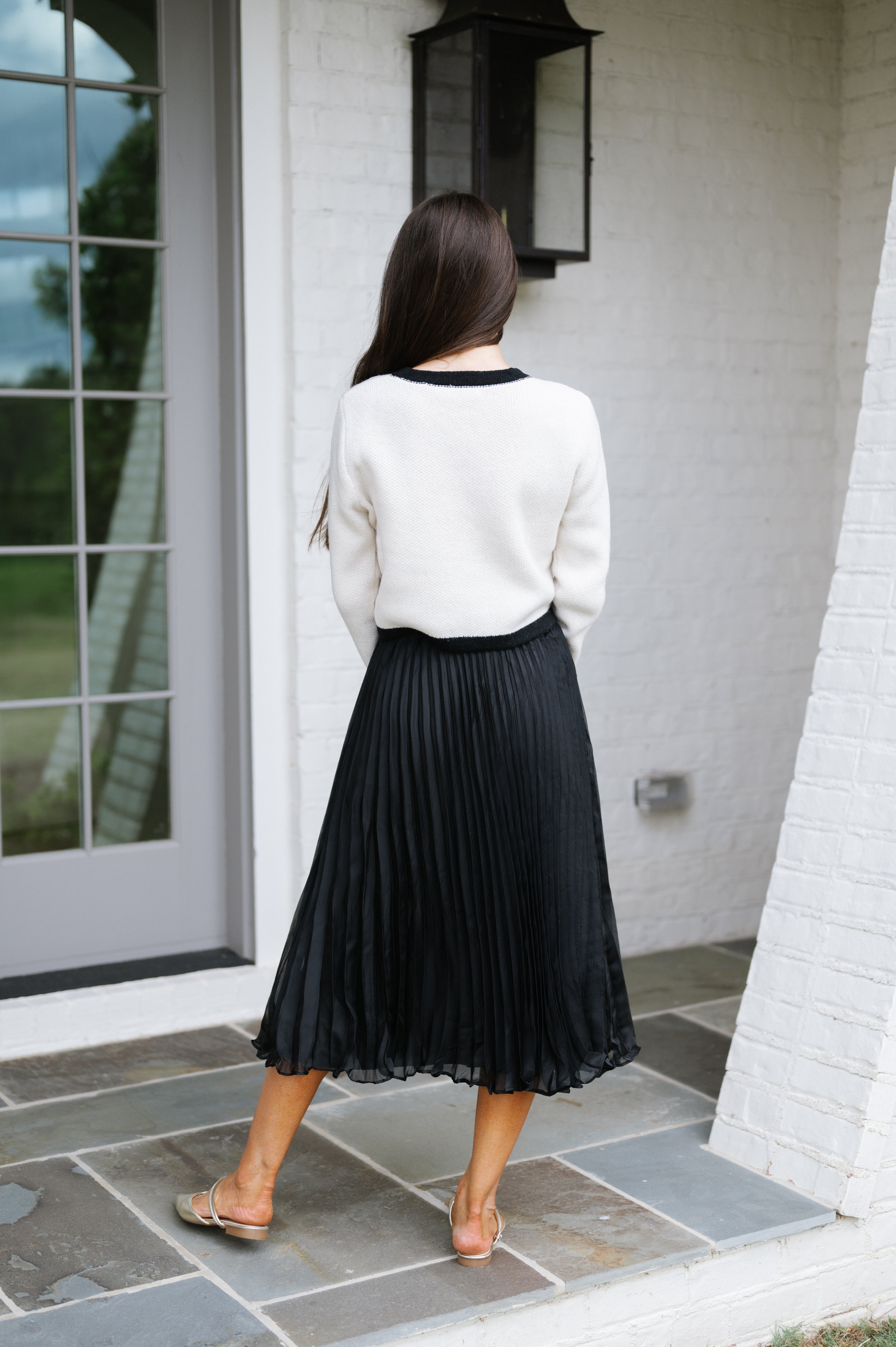 Kendall Pleated Midi Skirt- Black