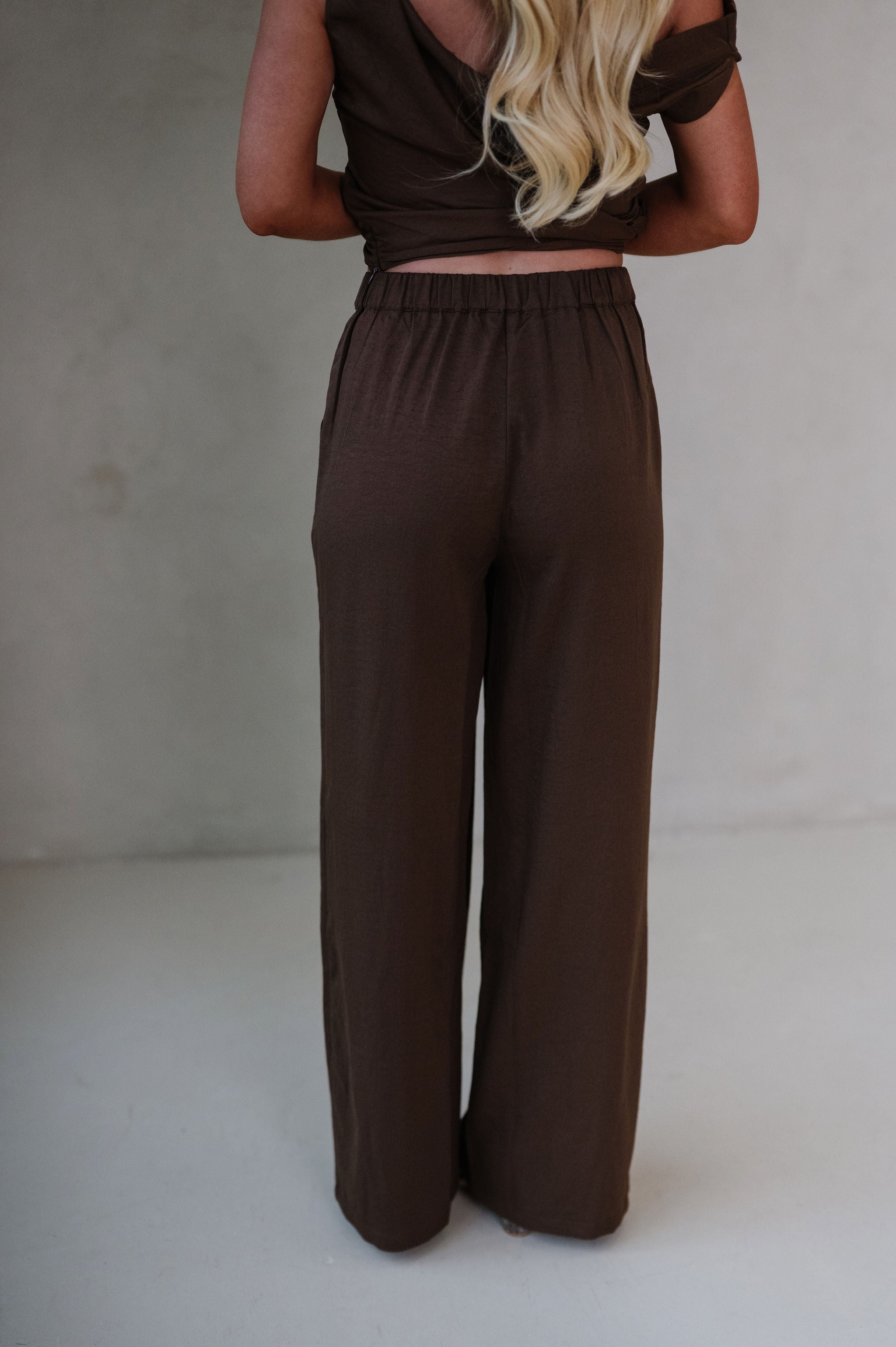 Benny Wide Leg Pants Set-Brown