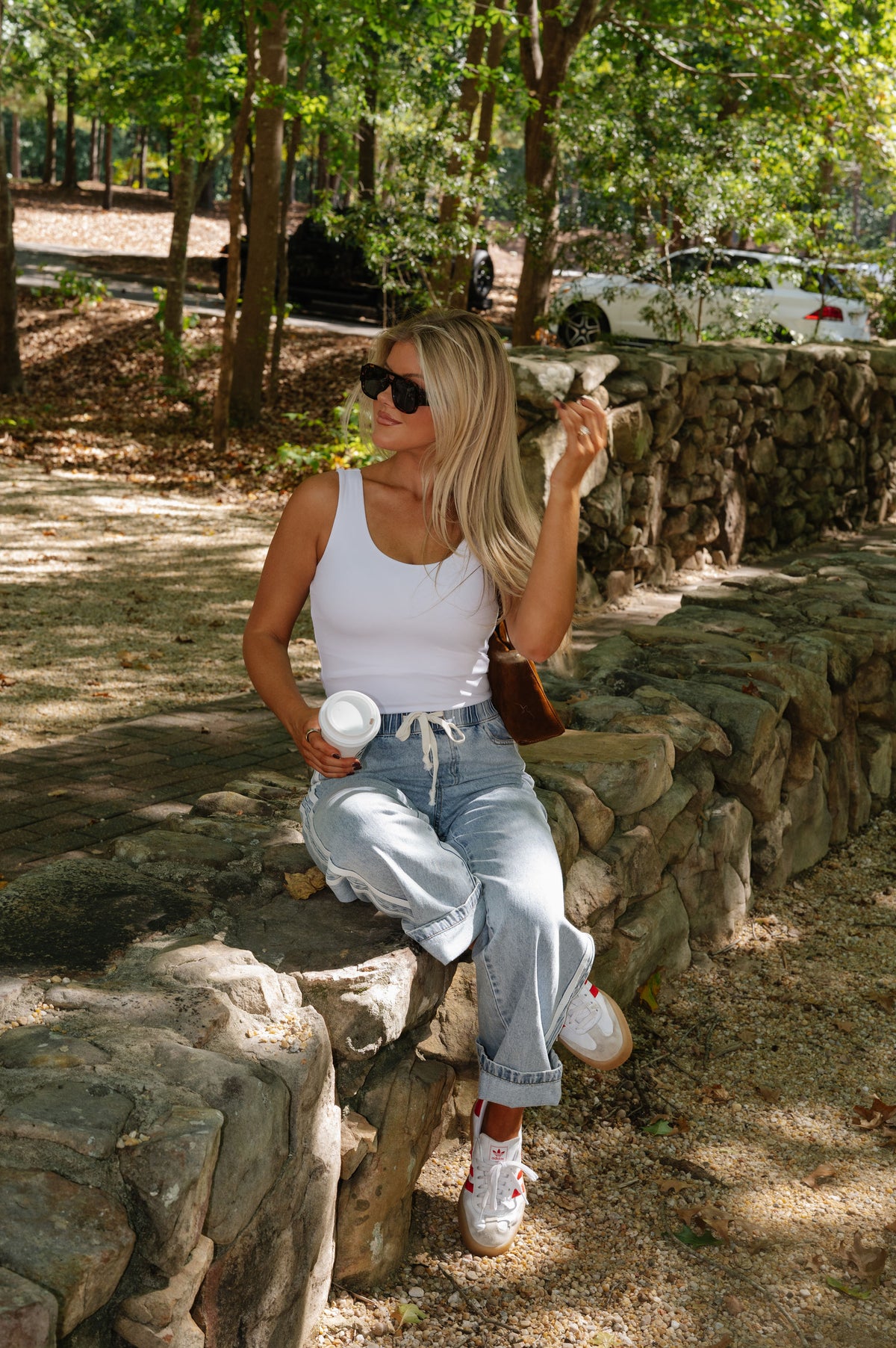 Relaxed Double Stripe Wide Leg Jeans