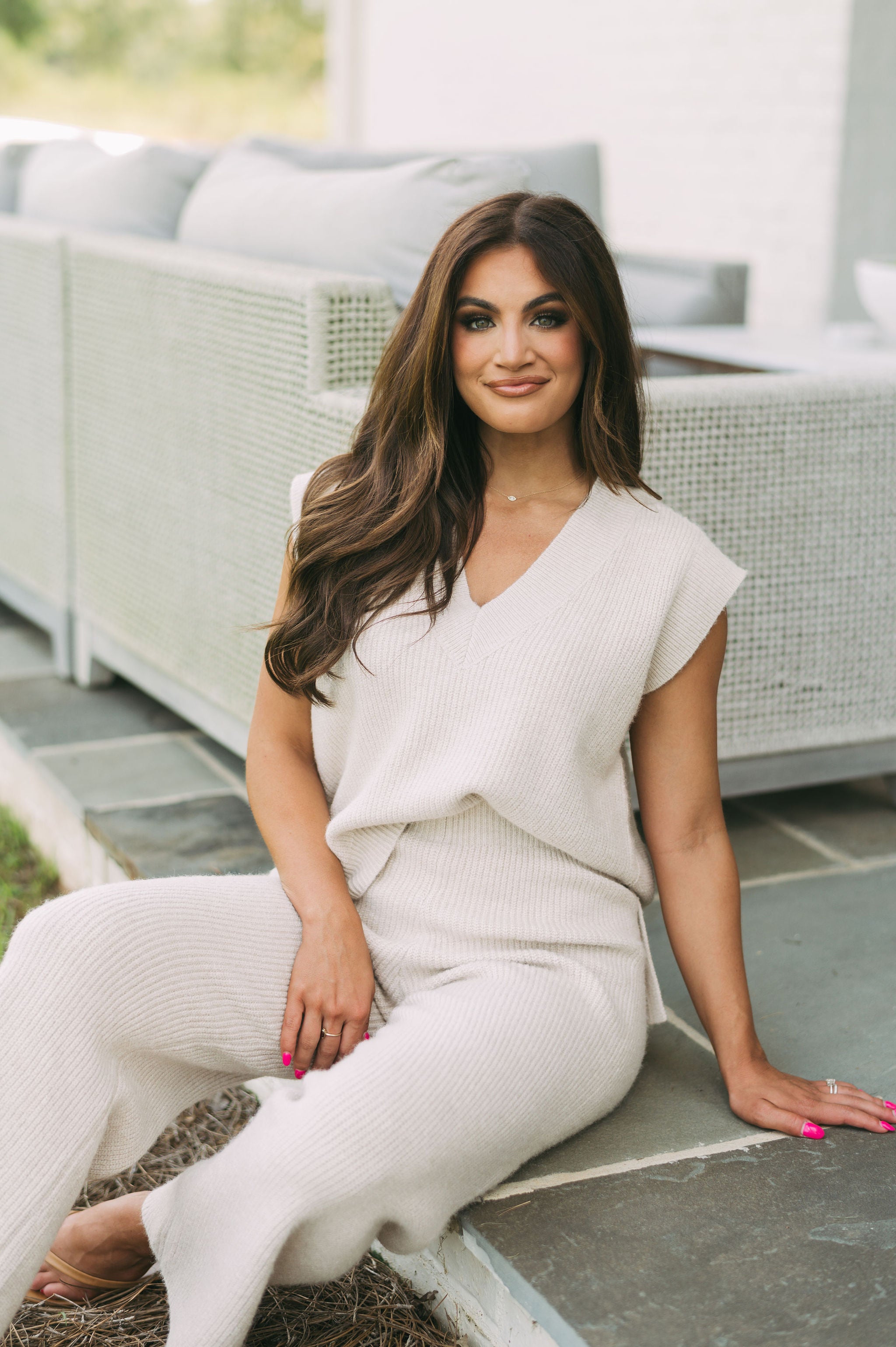 Cozy V-Neck Oversized Top- Oatmeal