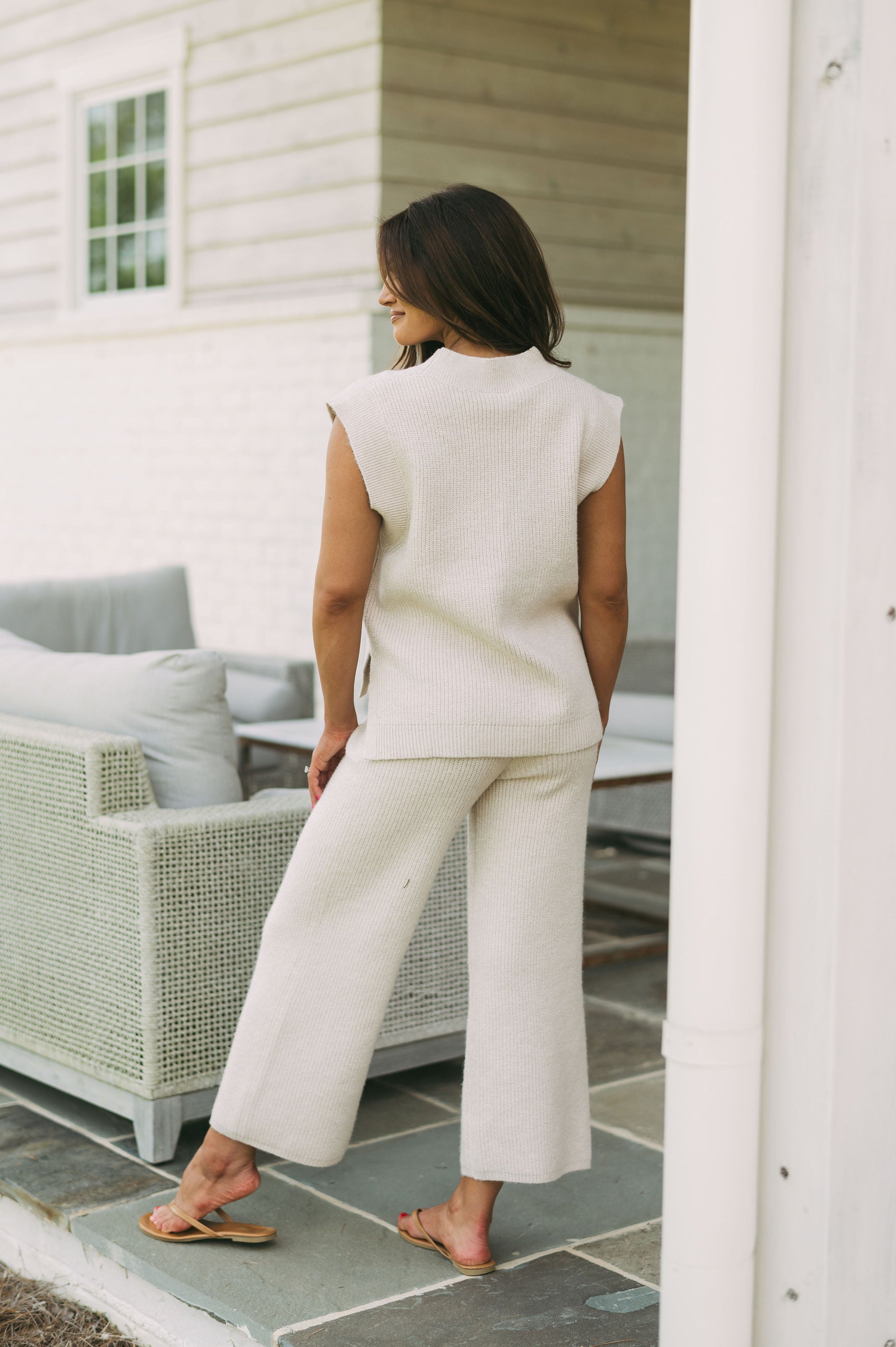 Cozy V-Neck Oversized Top- Oatmeal