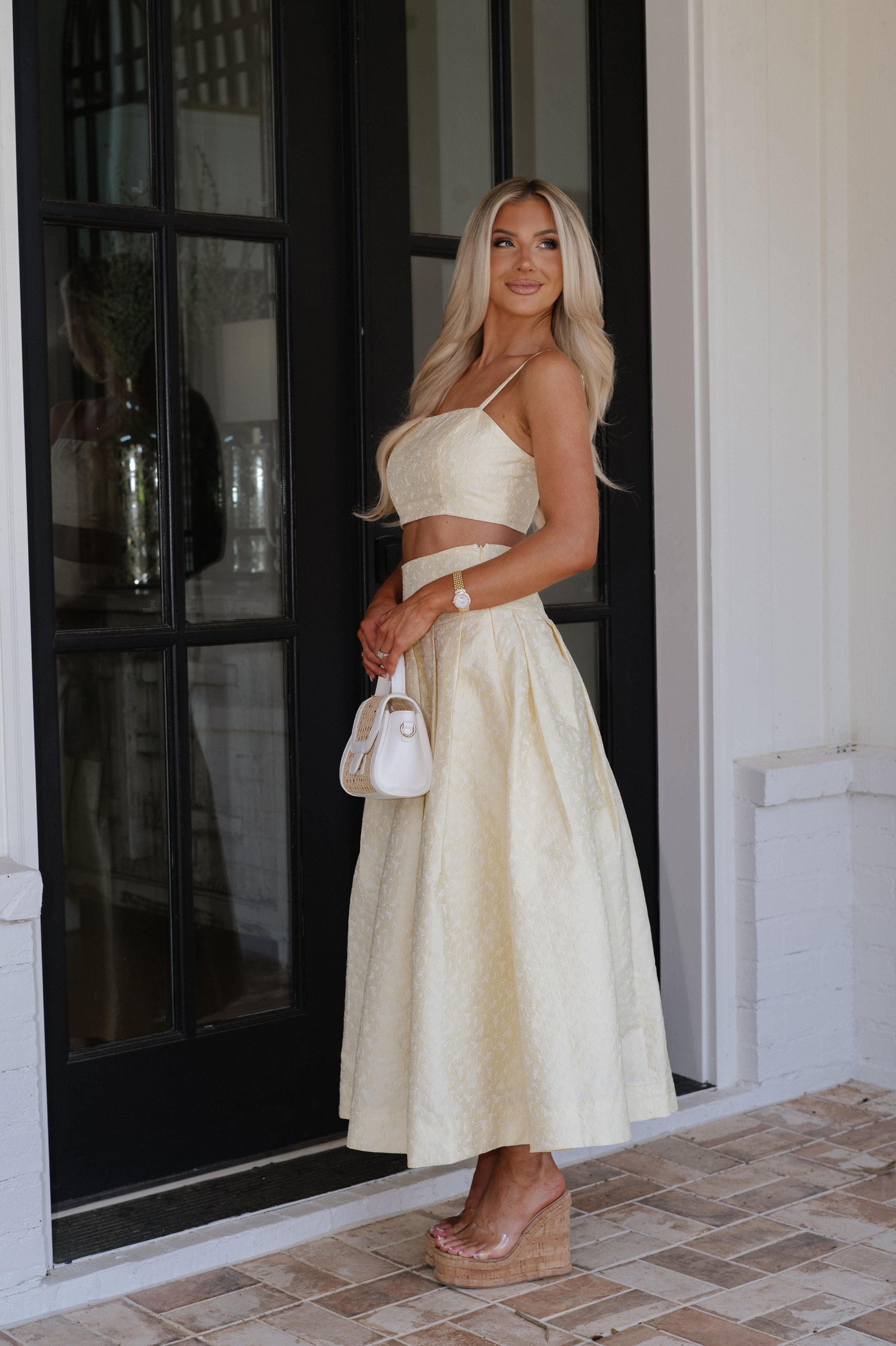 Bobbi Midi Skirt Set-Yellow