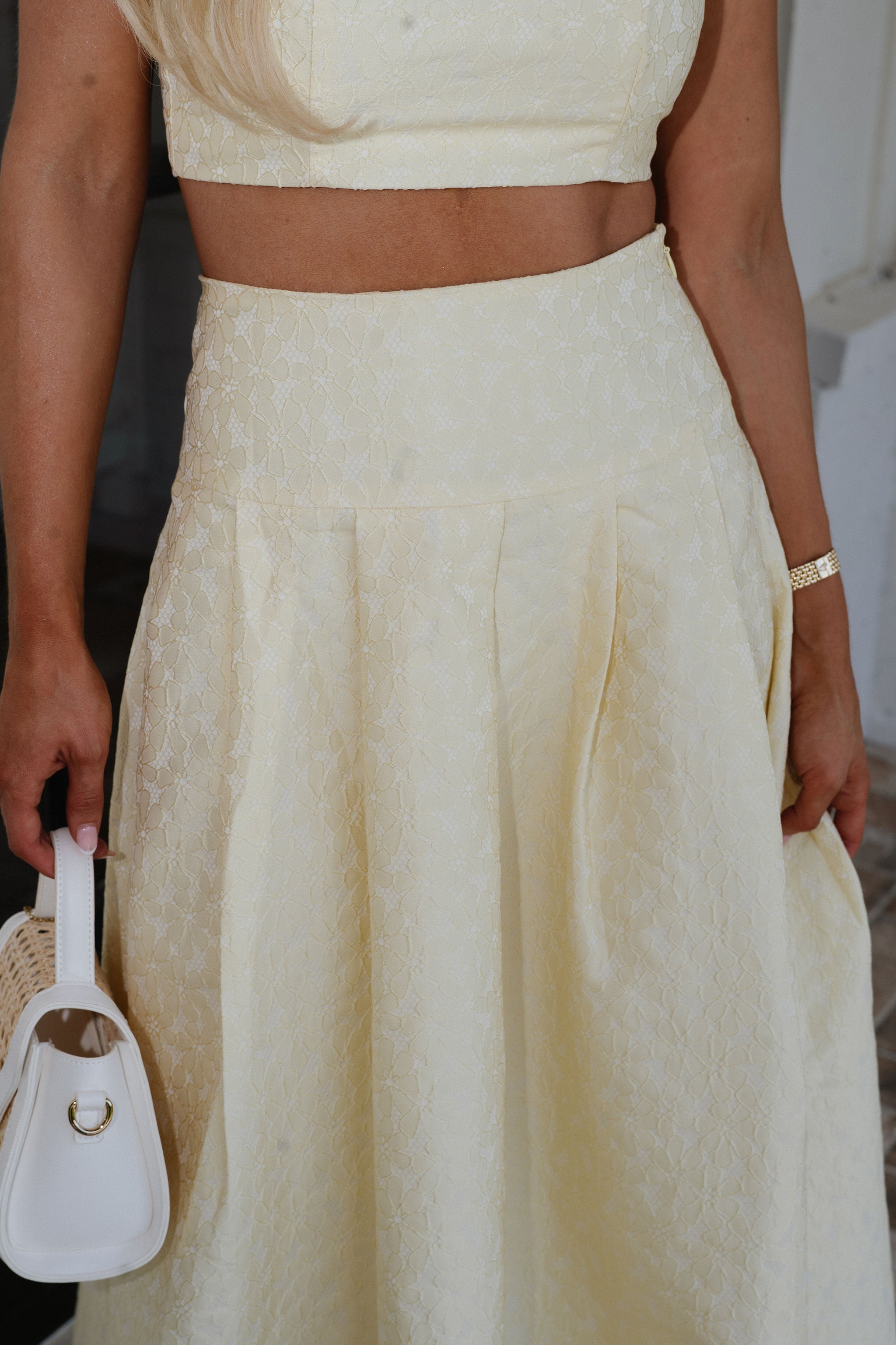 Bobbi Midi Skirt Set-Yellow