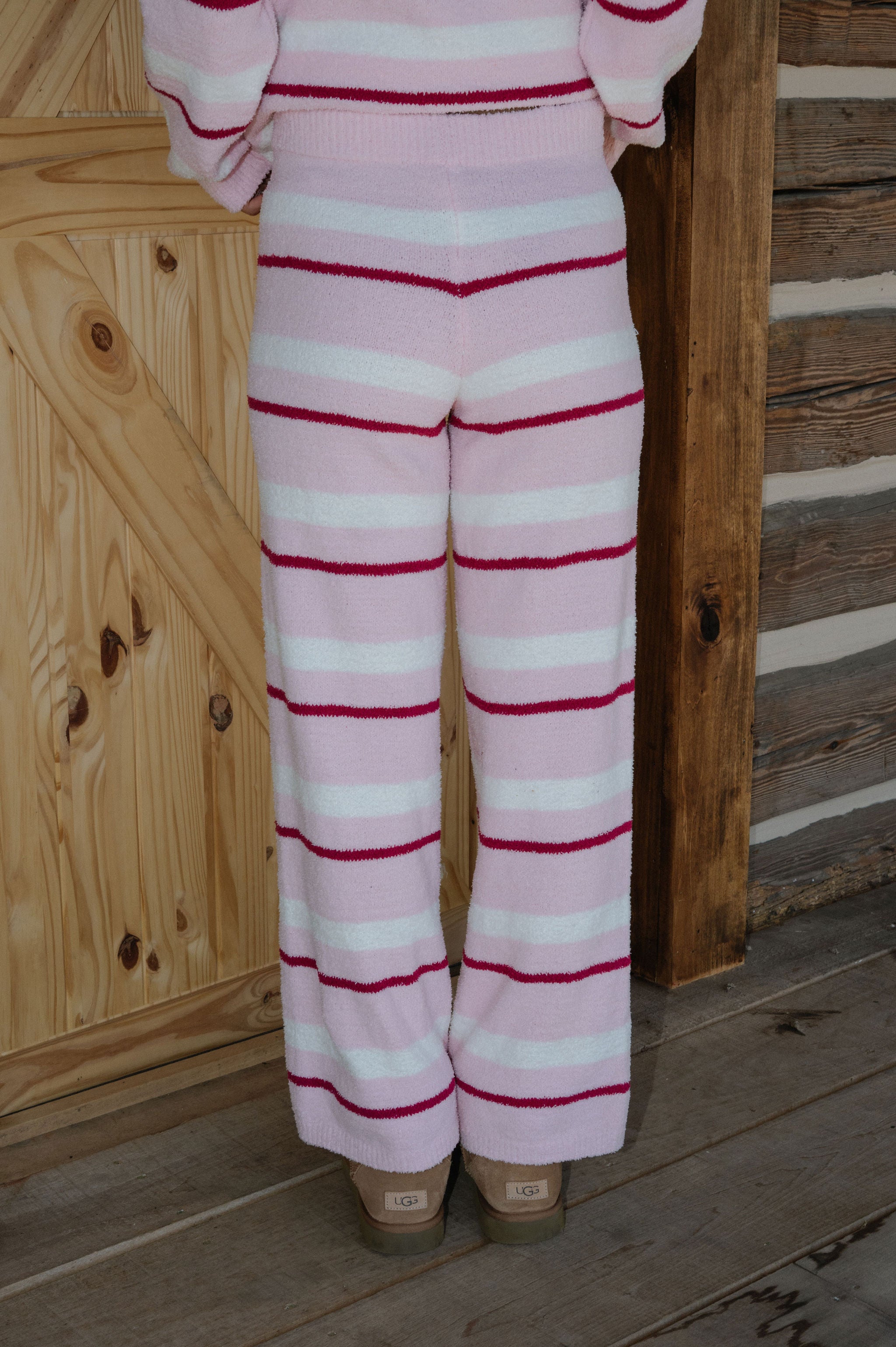 Lillian Striped Pants Set-Pink/Cream