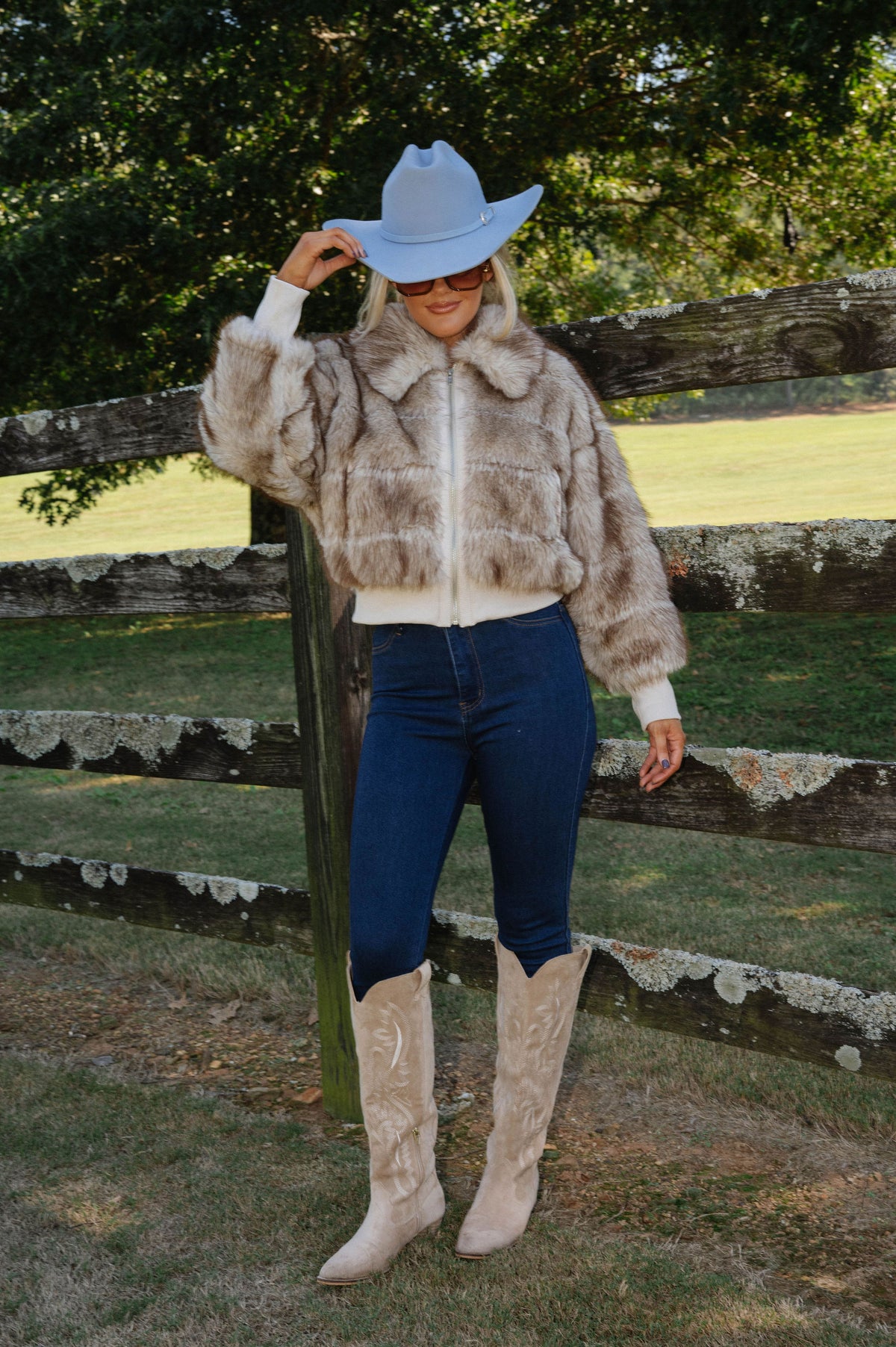 Mia Faux Fur Jacket-Taupe