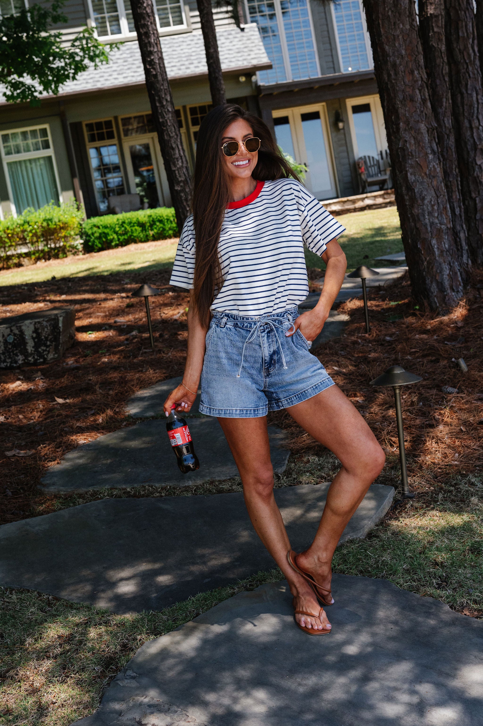 Georgia Striped Tee-Midnight