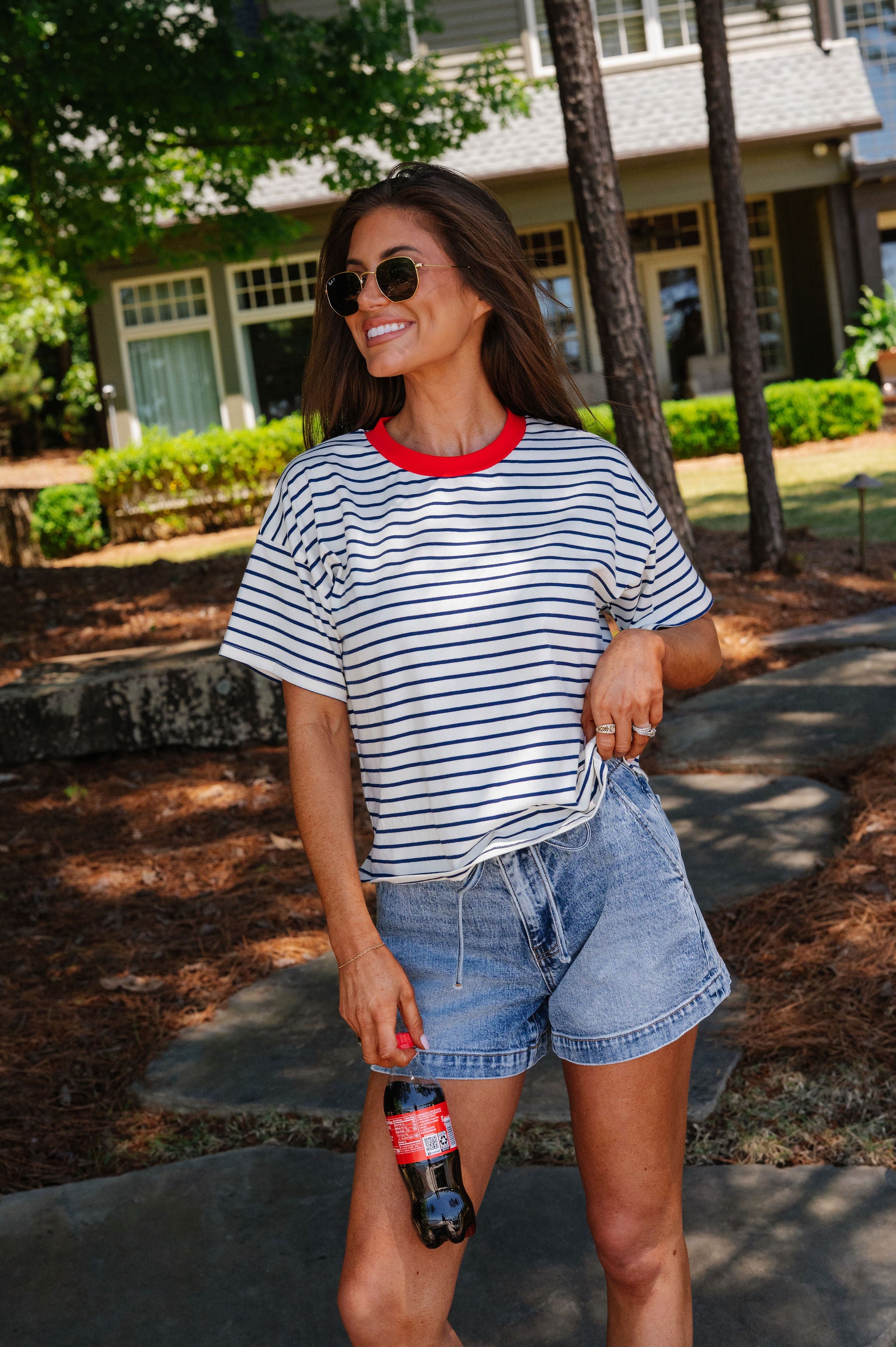 Georgia Striped Tee-Midnight