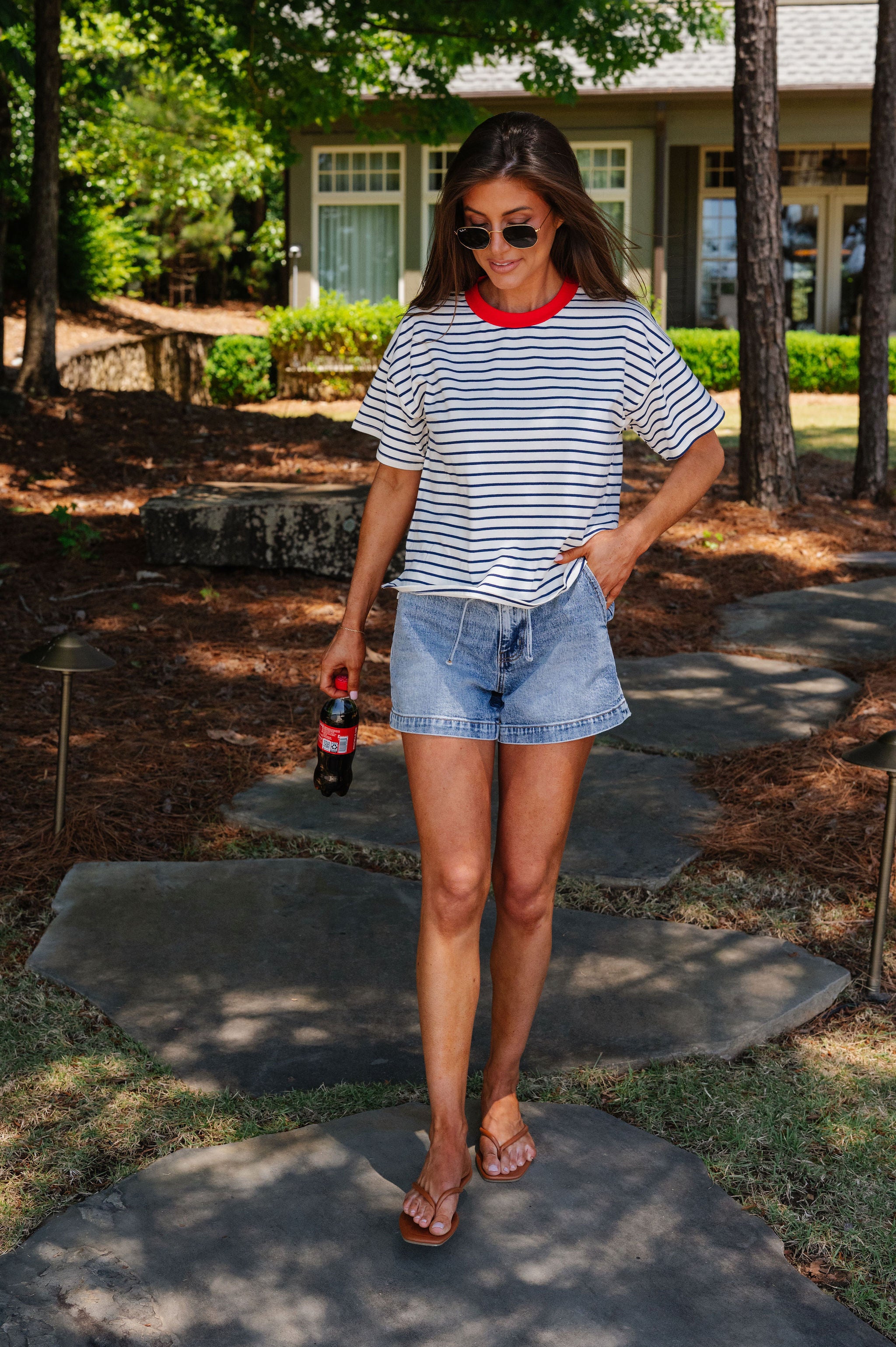 Georgia Striped Tee-Midnight