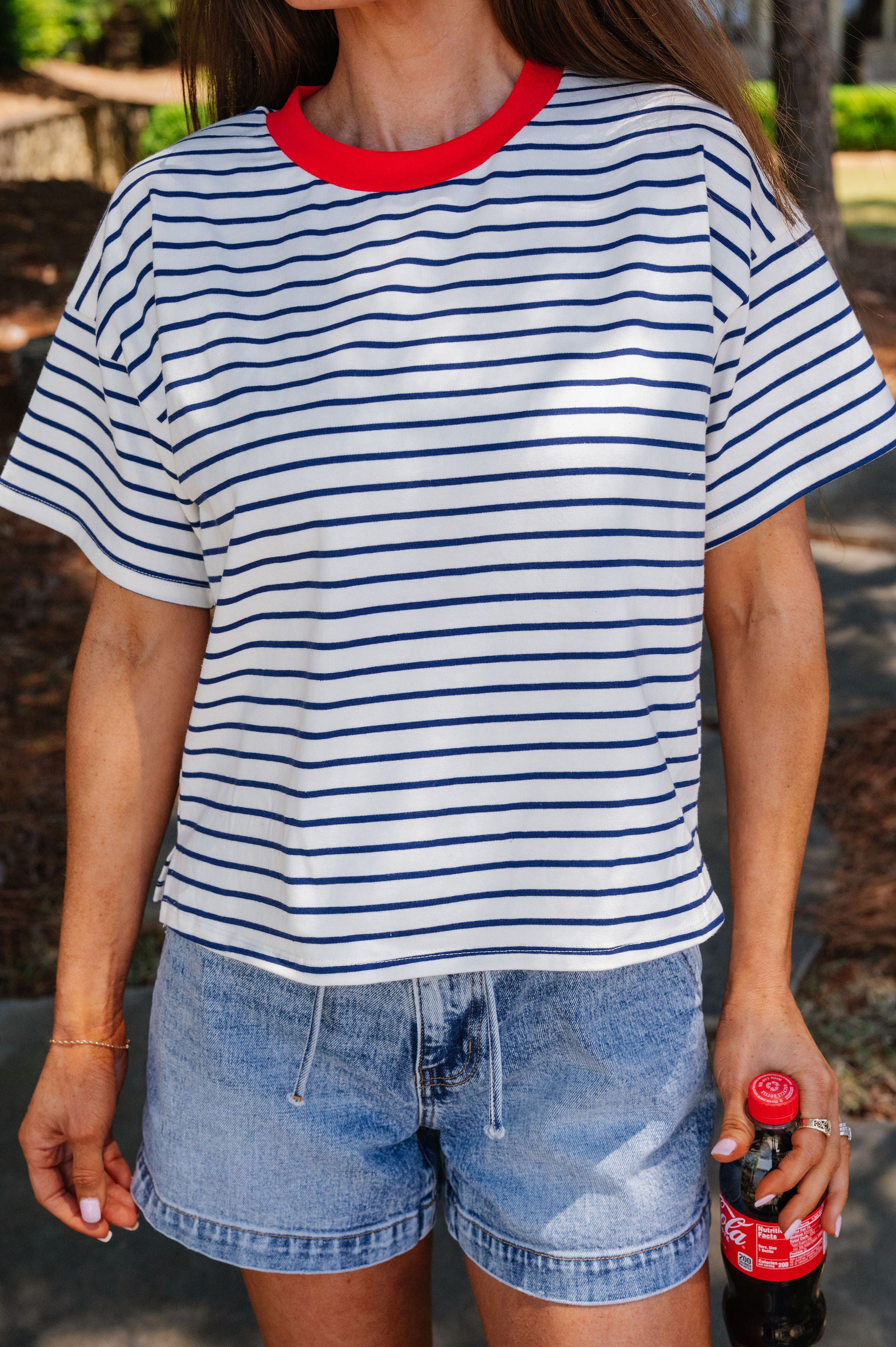Georgia Striped Tee-Midnight