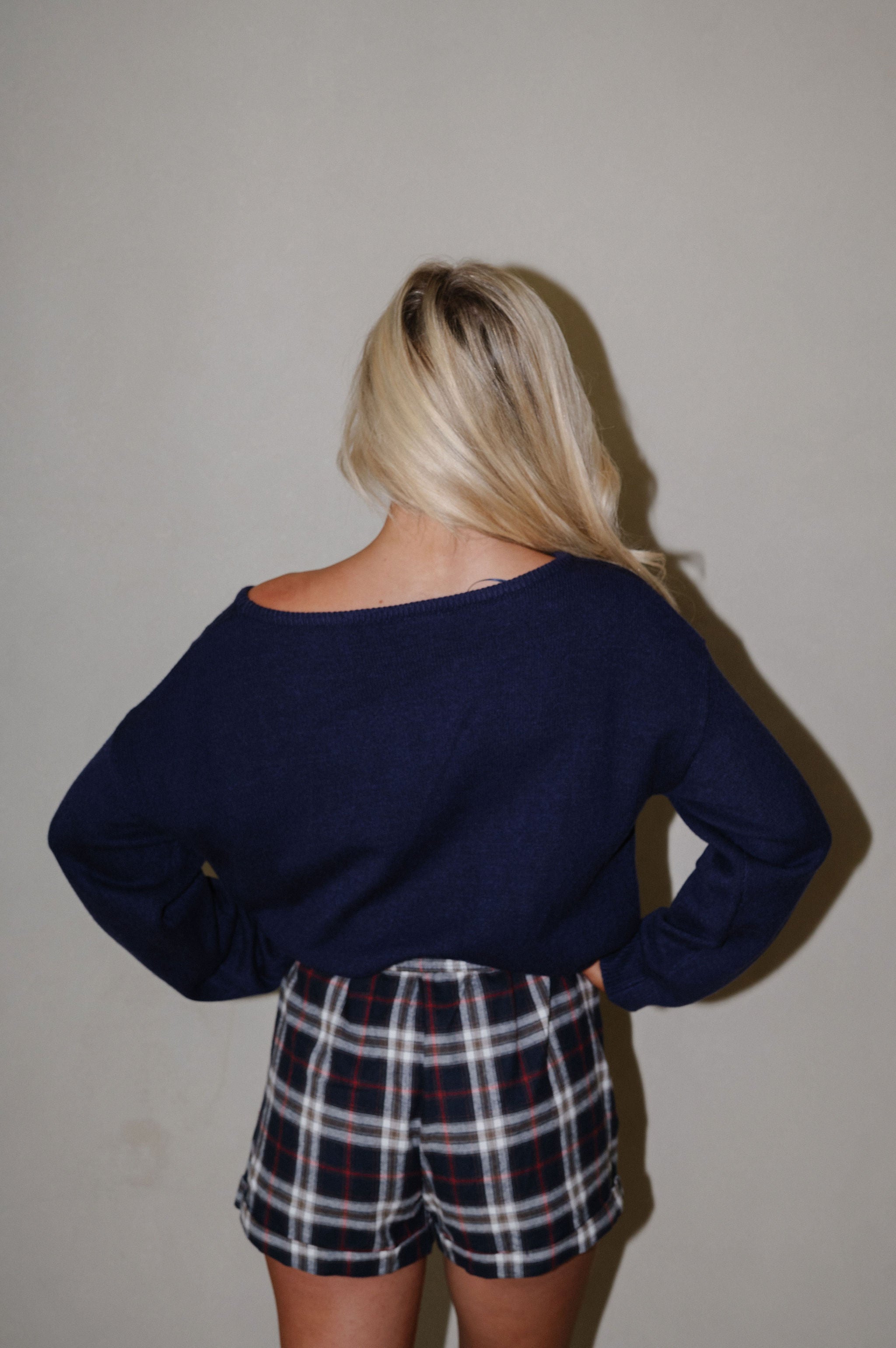 Flannel Plaid Boxer Shorts-Navy/Multi