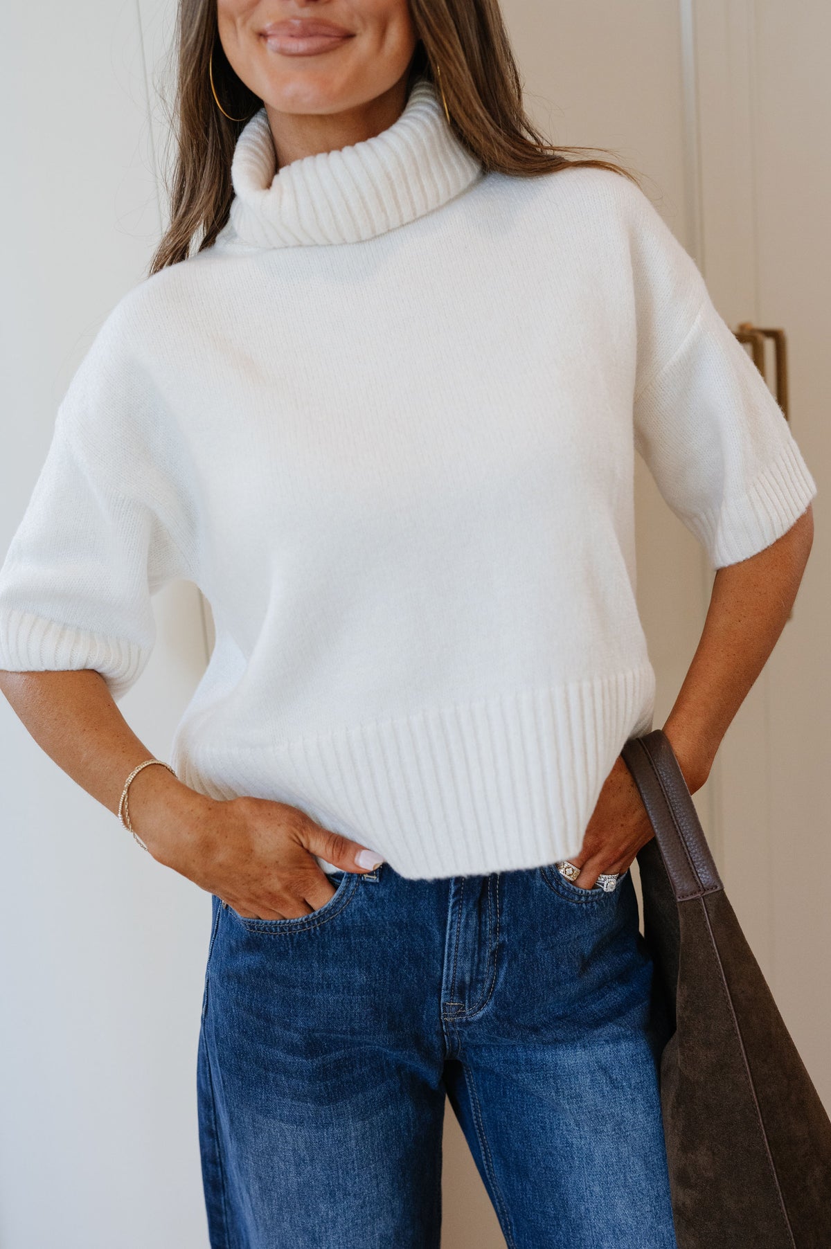 Mallory Short Sleeve Sweater-Off White